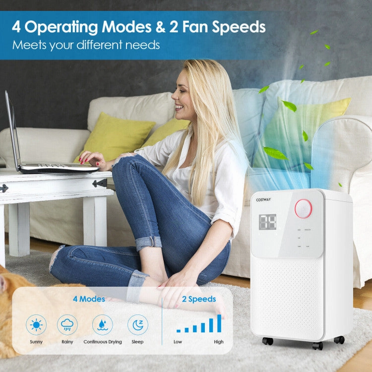 32 Pints 2000 Sq. Ft Dehumidifier for Home and Basements With 3-Color Digital Display-White