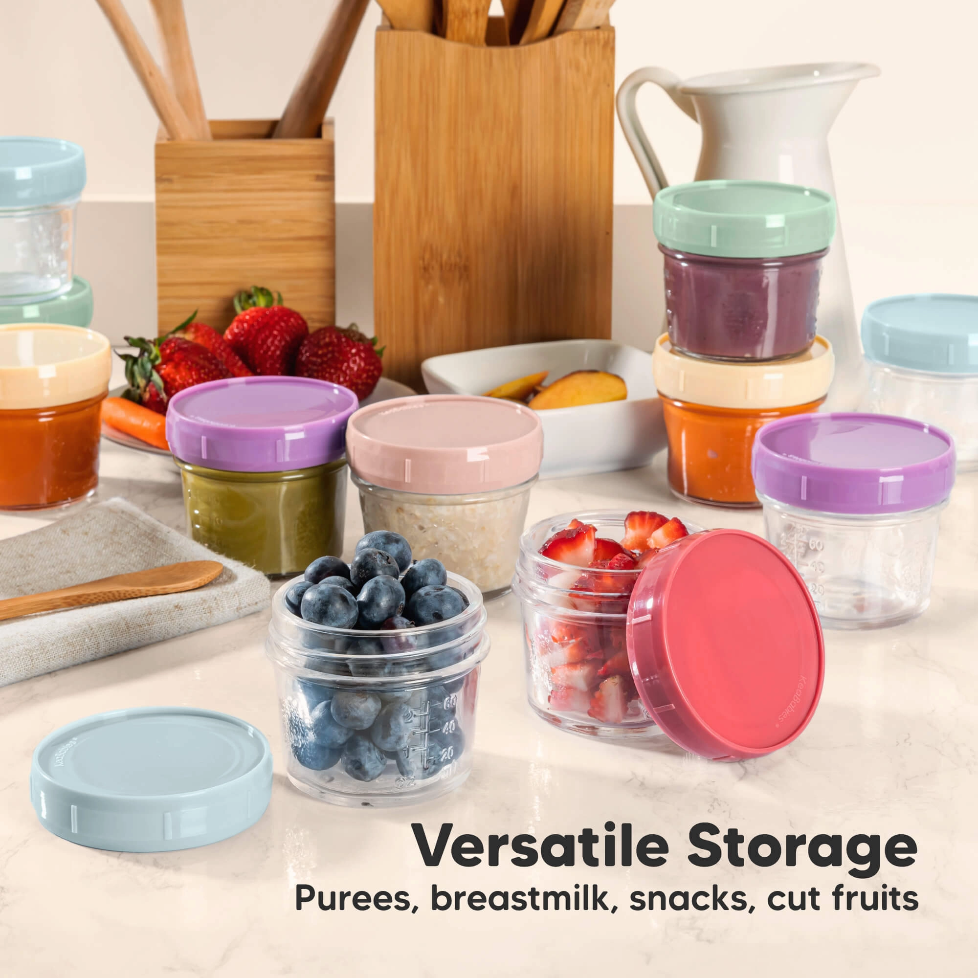 4-Pack Prep Jars Food Glass Containers (Sage)