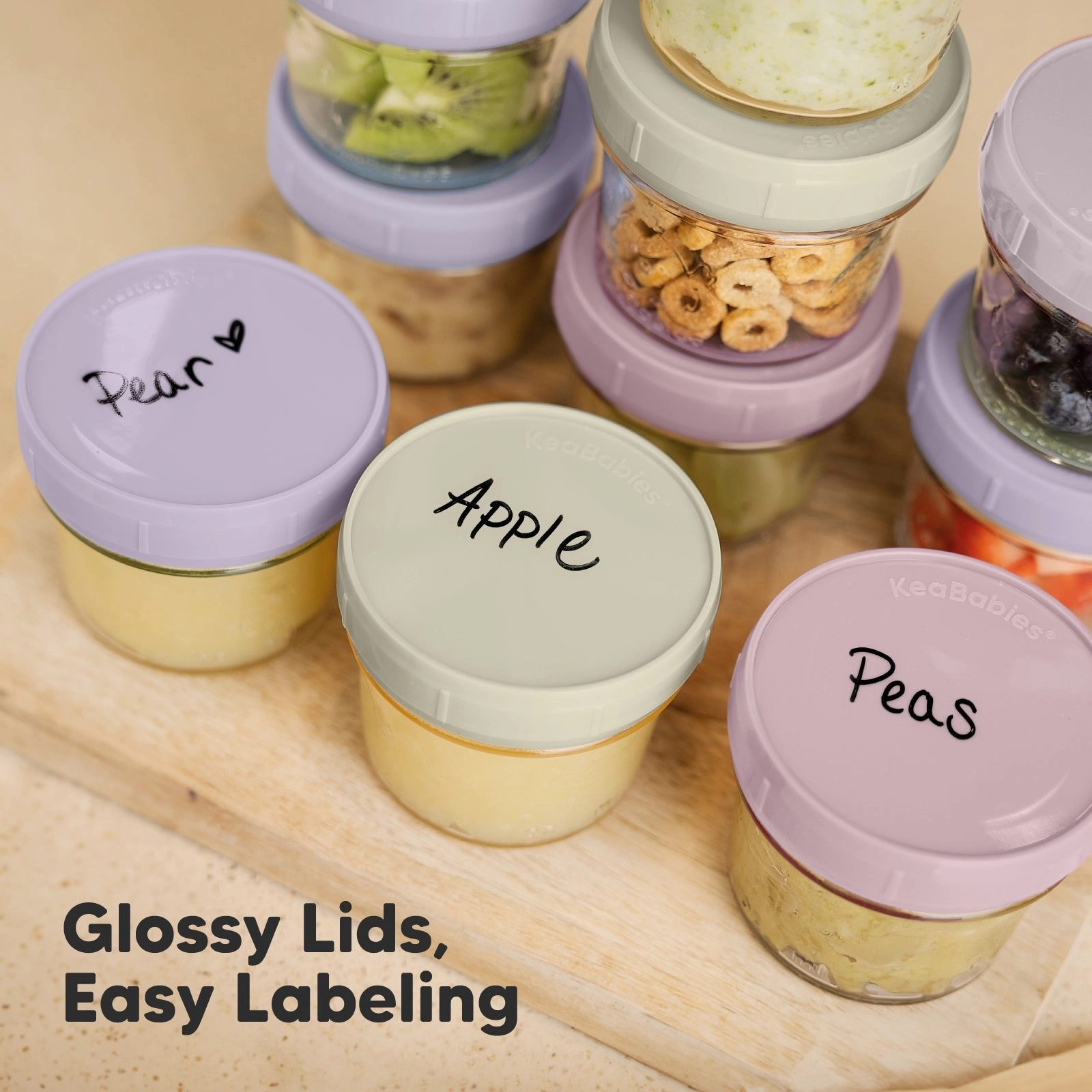 6-Pack Prep Jars Food Glass Containers (Lilac)