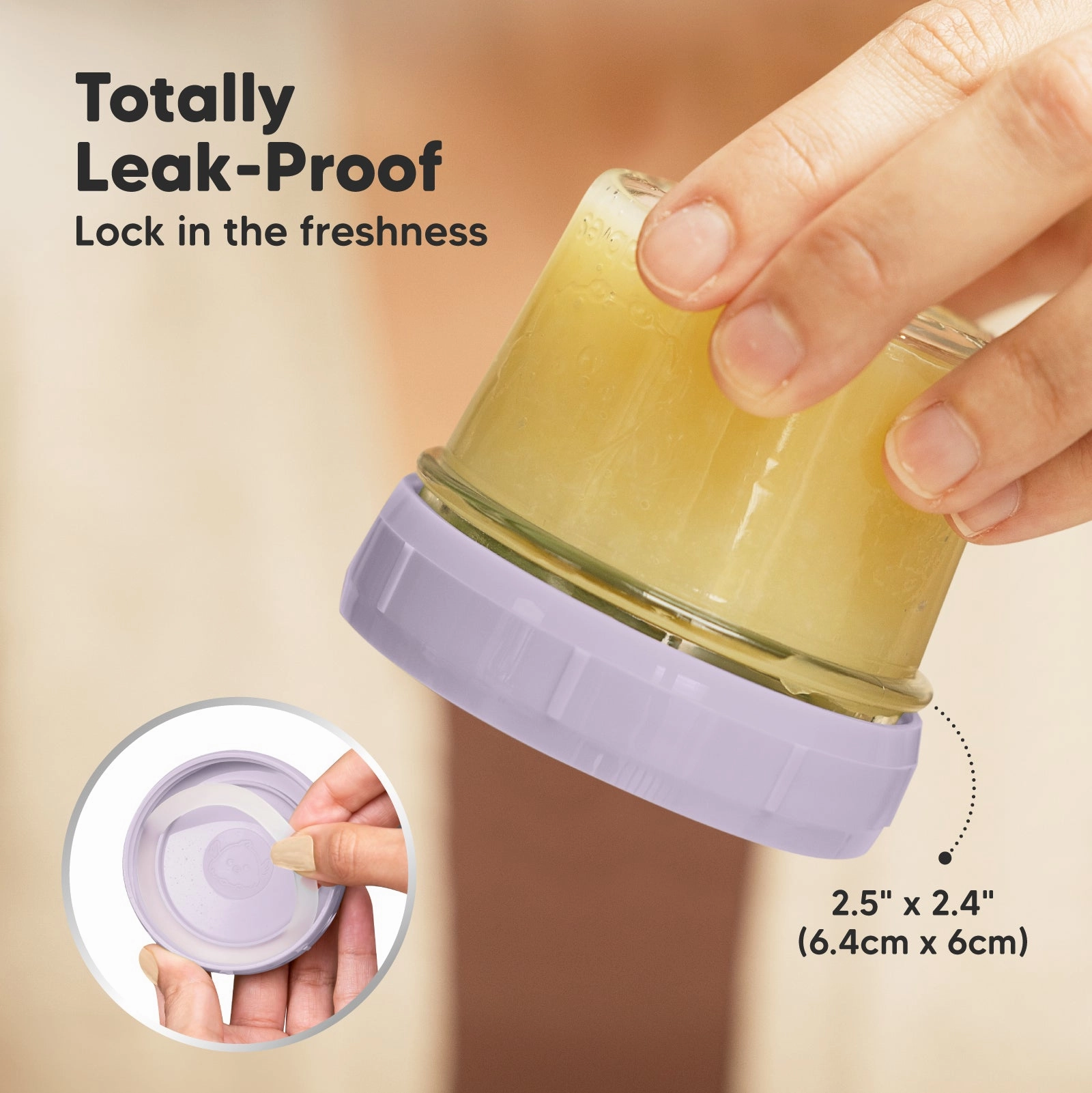 6-Pack Prep Jars Food Glass Containers (Lilac)