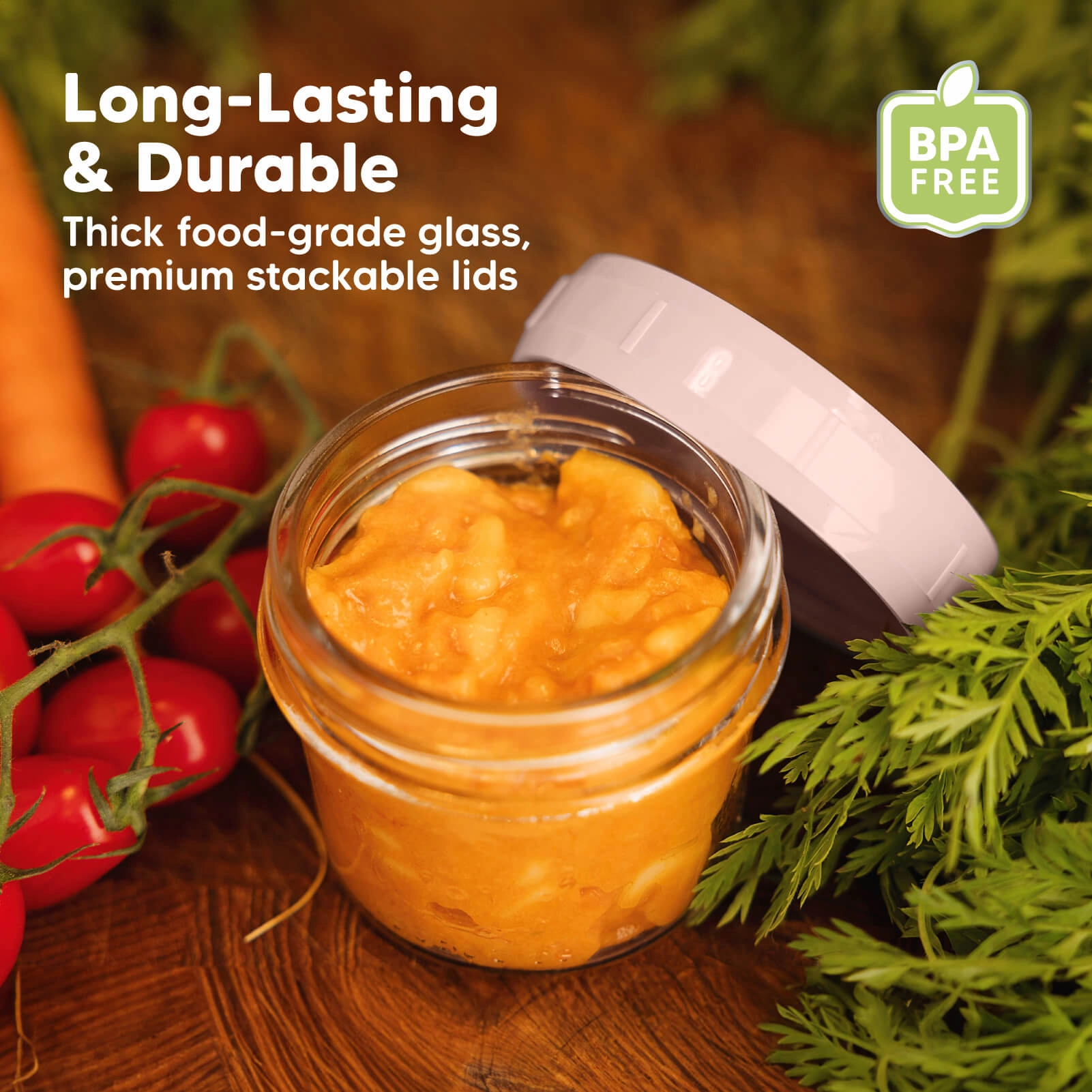 6-Pack Prep Jars Food Glass Containers (Roseate)
