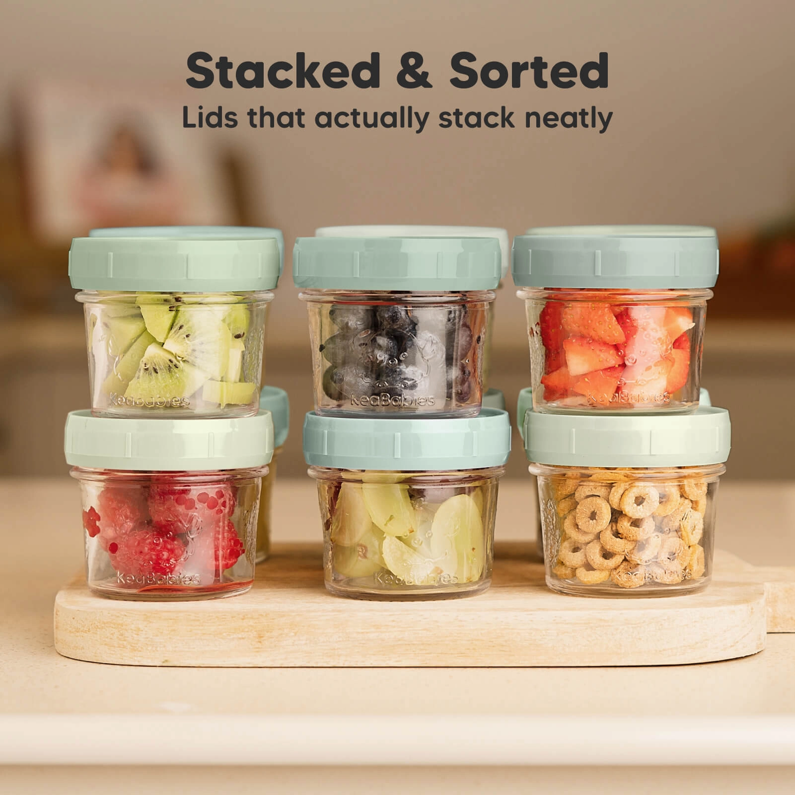 6-Pack Prep Jars Food Glass Containers (Sage)