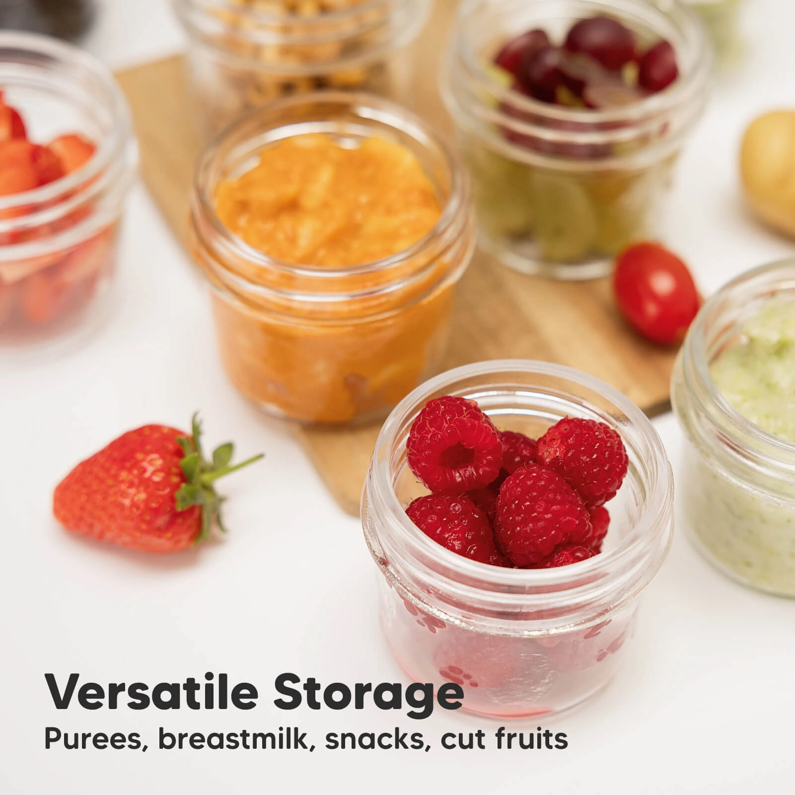 6-Pack Prep Jars Food Glass Containers (Sage)