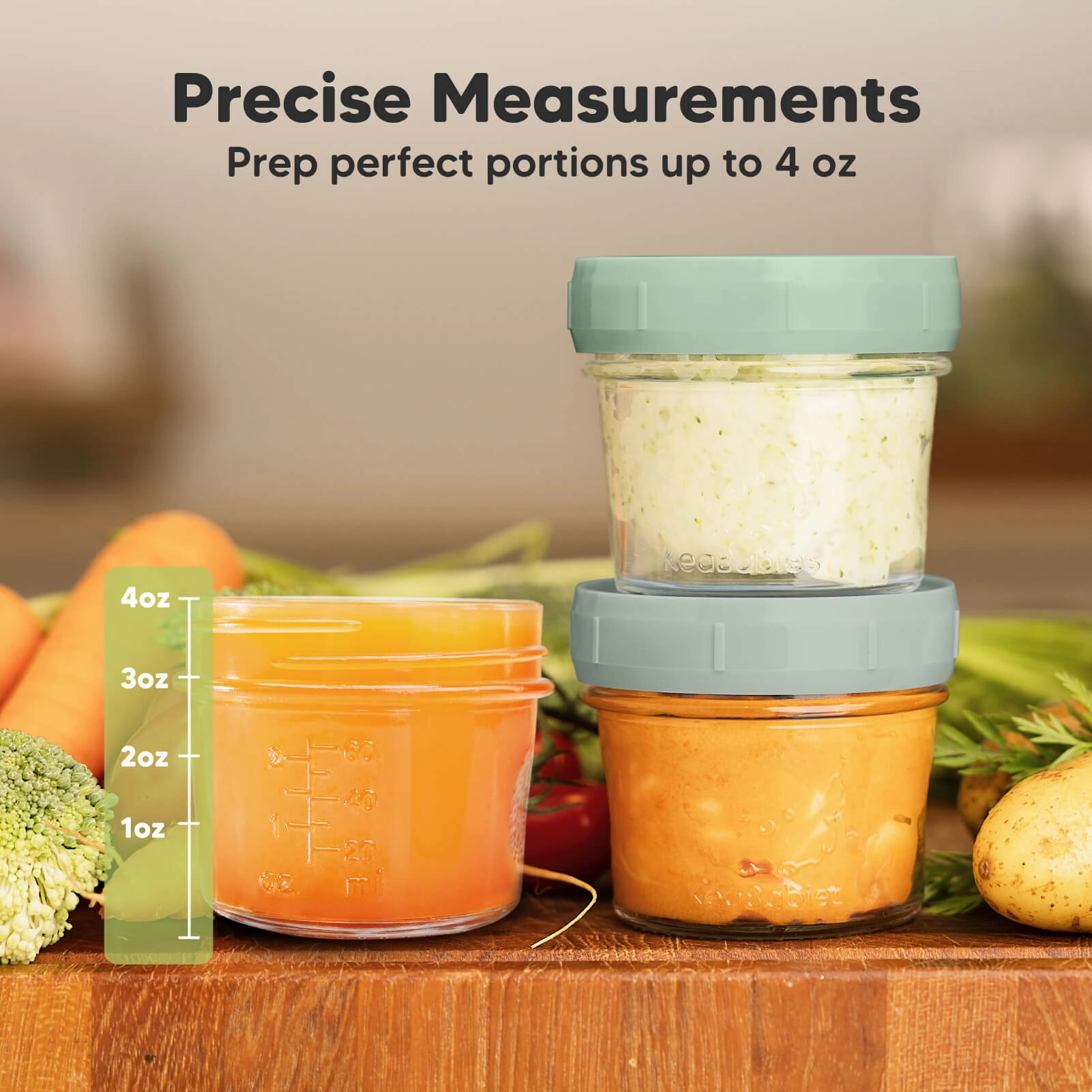 6-Pack Prep Jars Food Glass Containers (Sage)