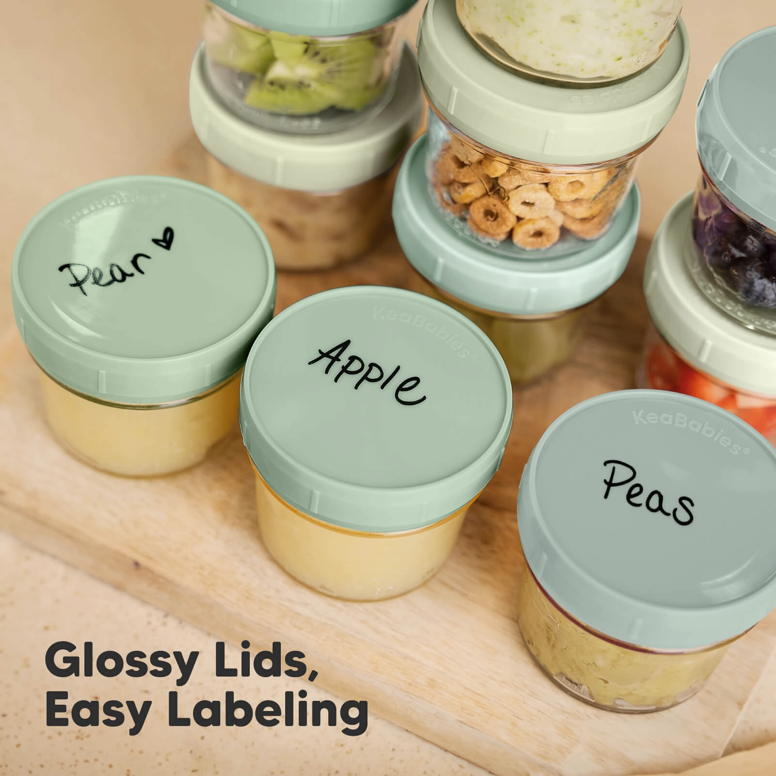 6-Pack Prep Jars Food Glass Containers (Sage)