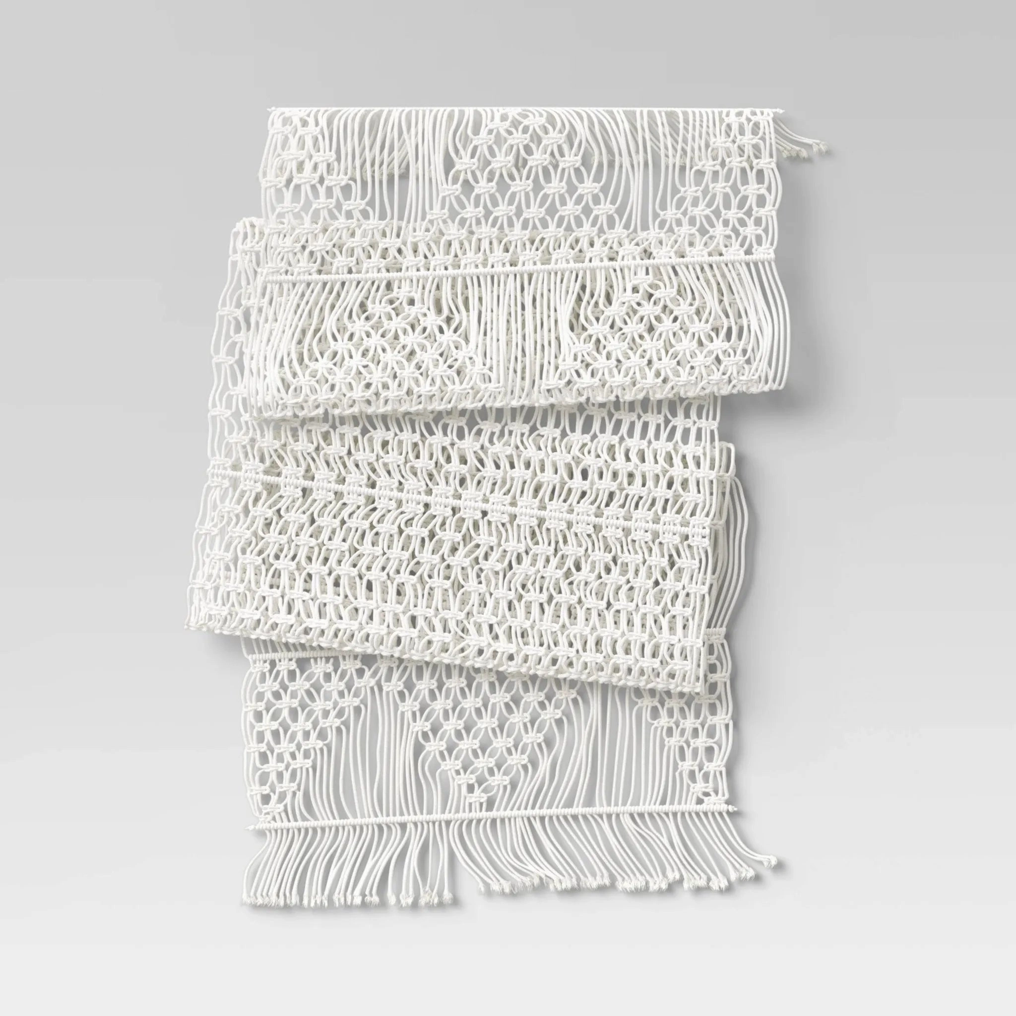 72" x 14" Cotton Macrame Runner White