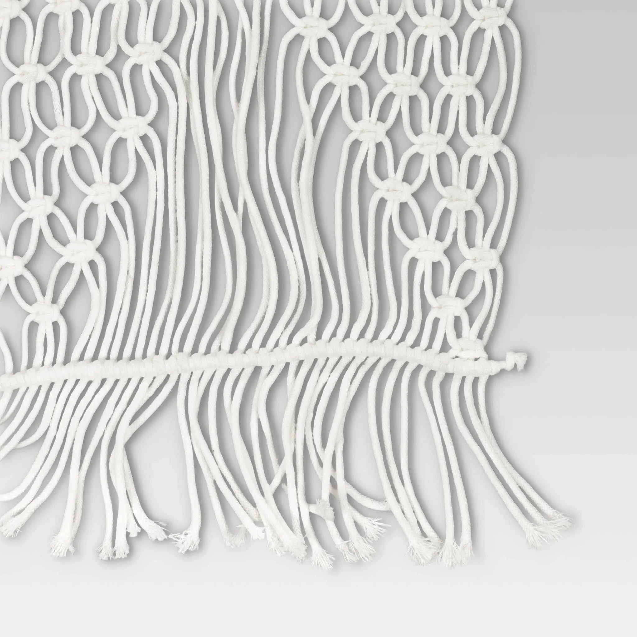 72" x 14" Cotton Macrame Runner White