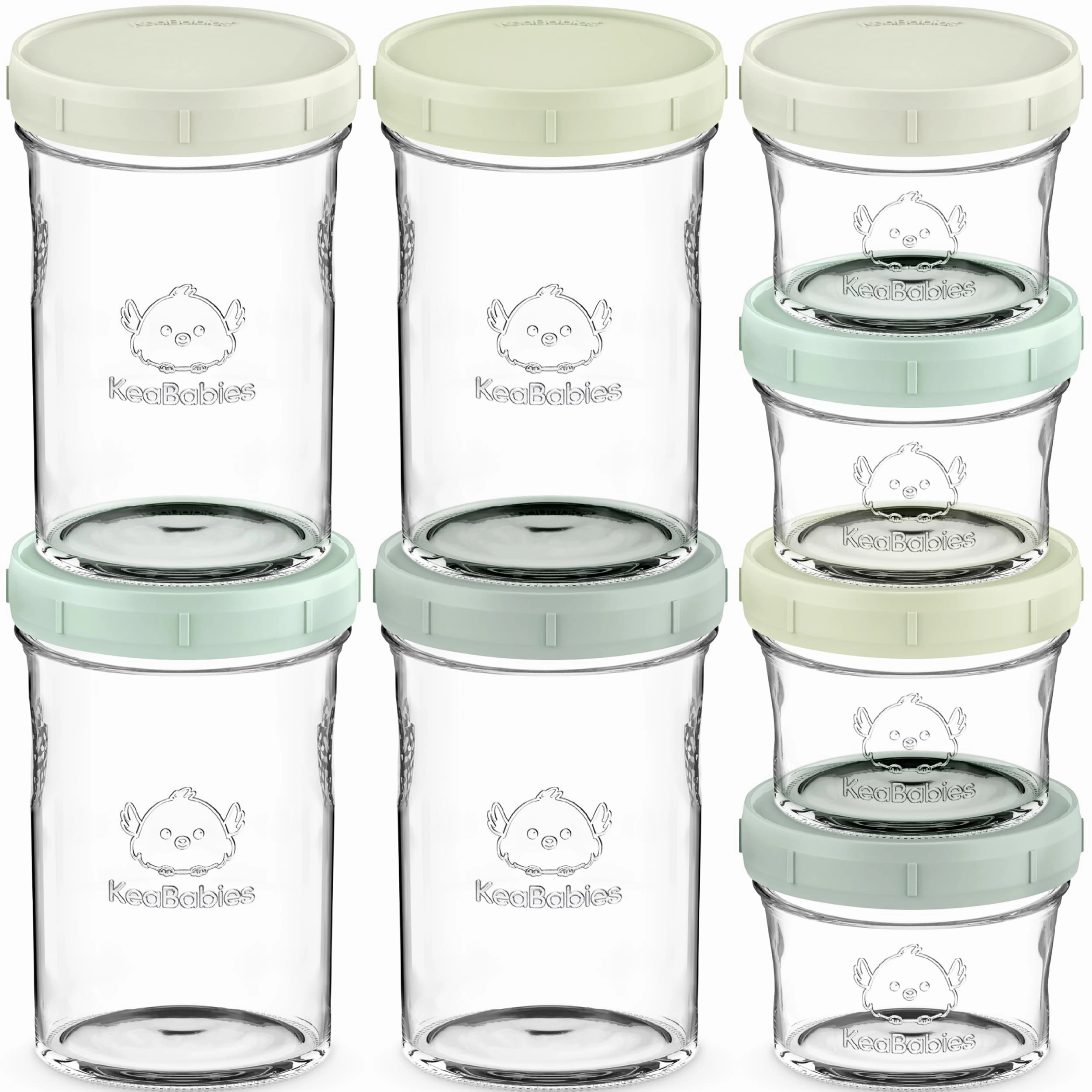 8-Pack Prep Jars Food Glass Containers (Sage)