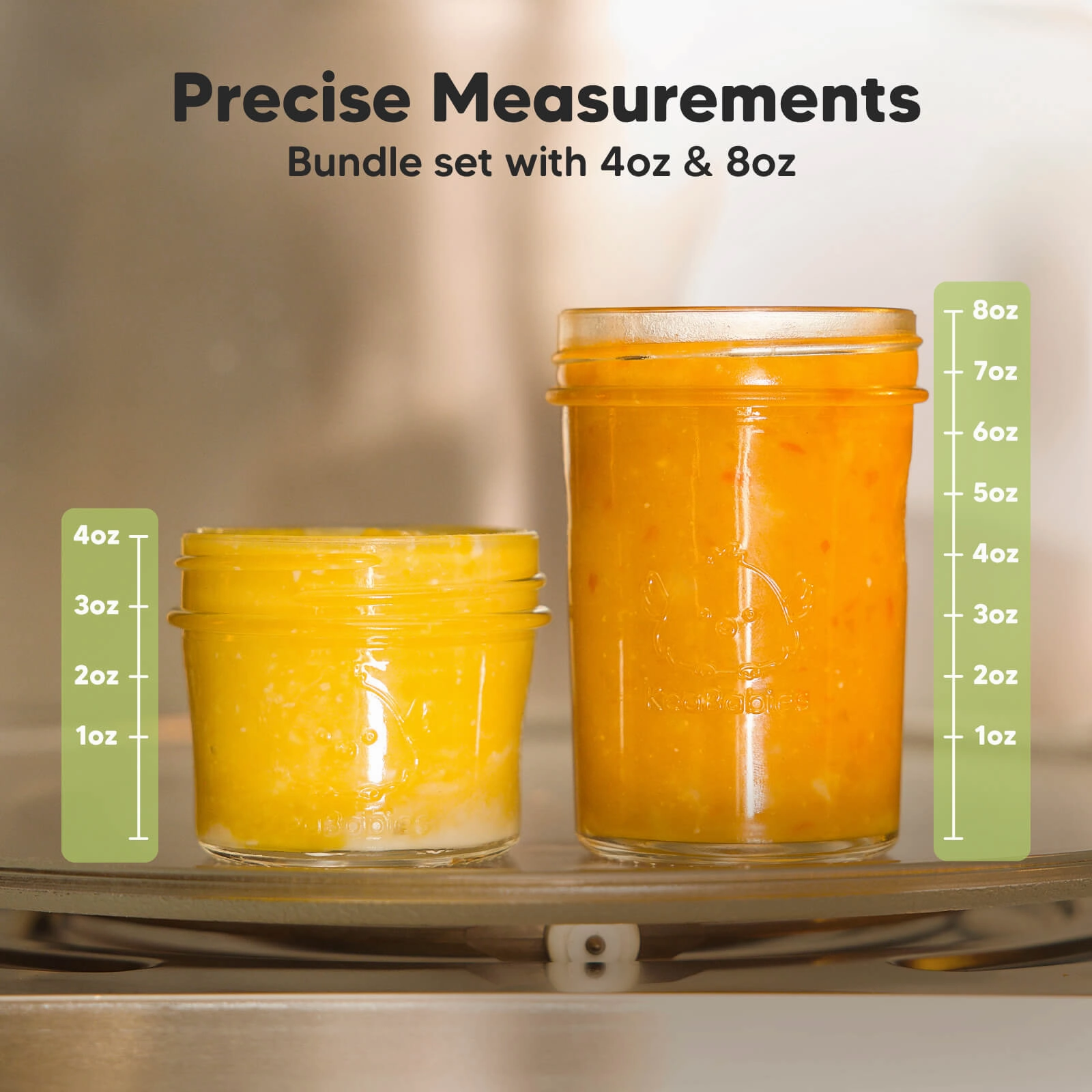 8-Pack Prep Jars Food Glass Containers (Sage)