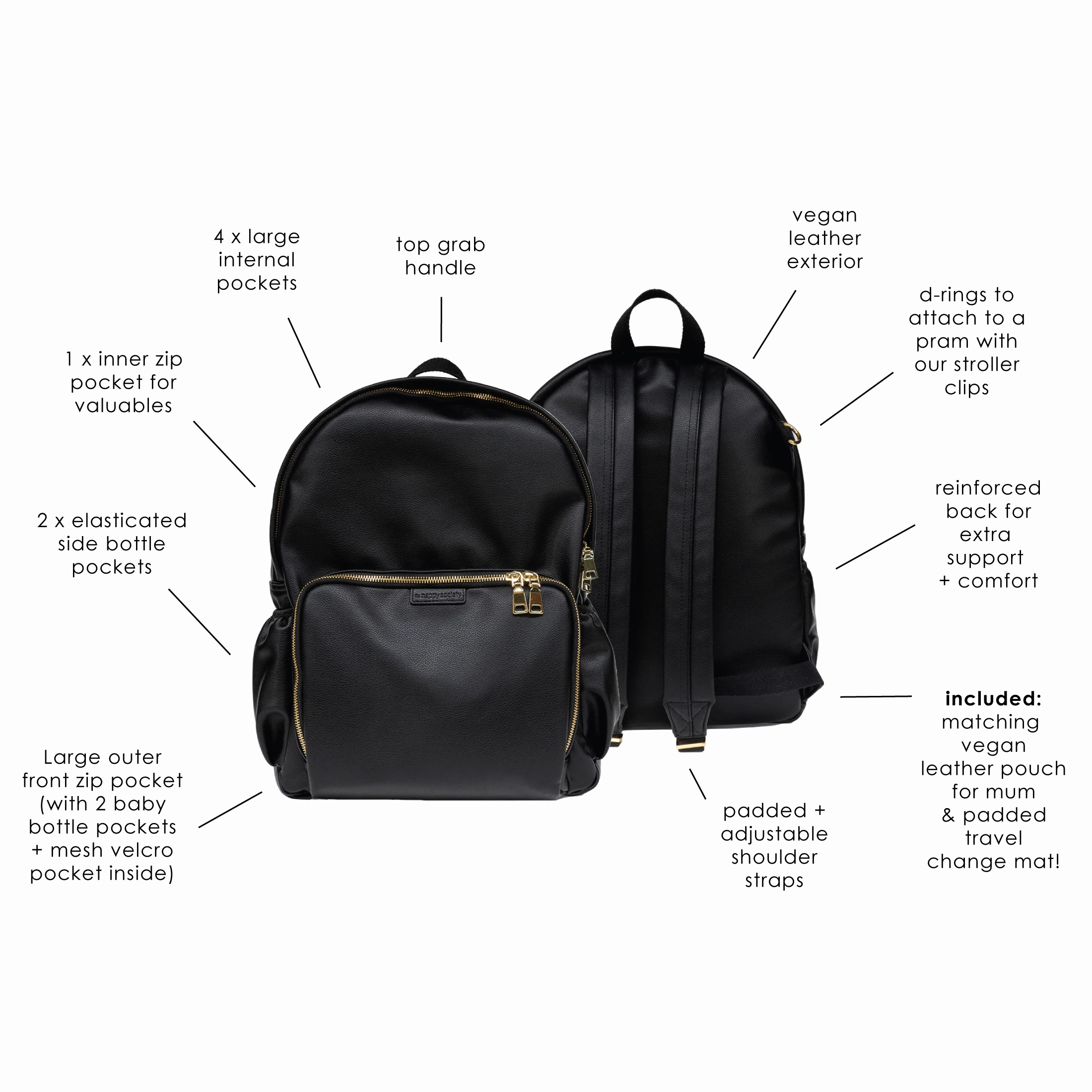 Baby Bag Backpack - Vegan Leather