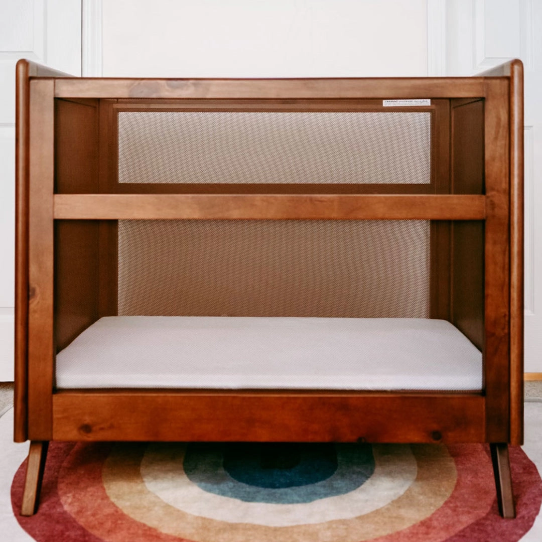 Breathable™ Mesh 2-in-1 Mini Crib — Walnut — Greenguard Gold Certified