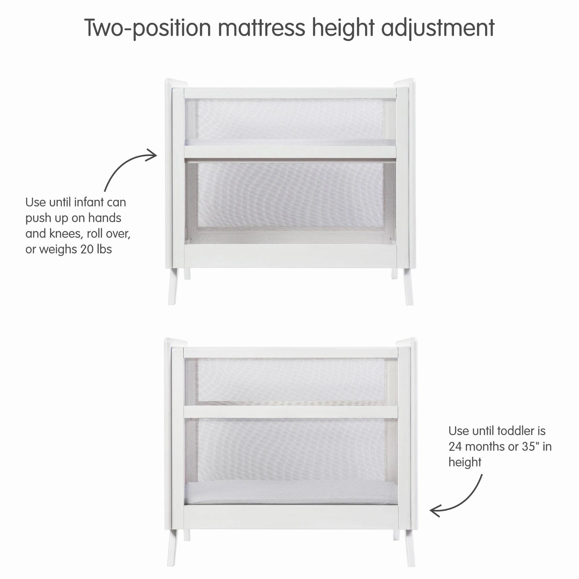 Breathable™ Mesh 2-in-1 Mini Crib — White — Greenguard Gold Certified