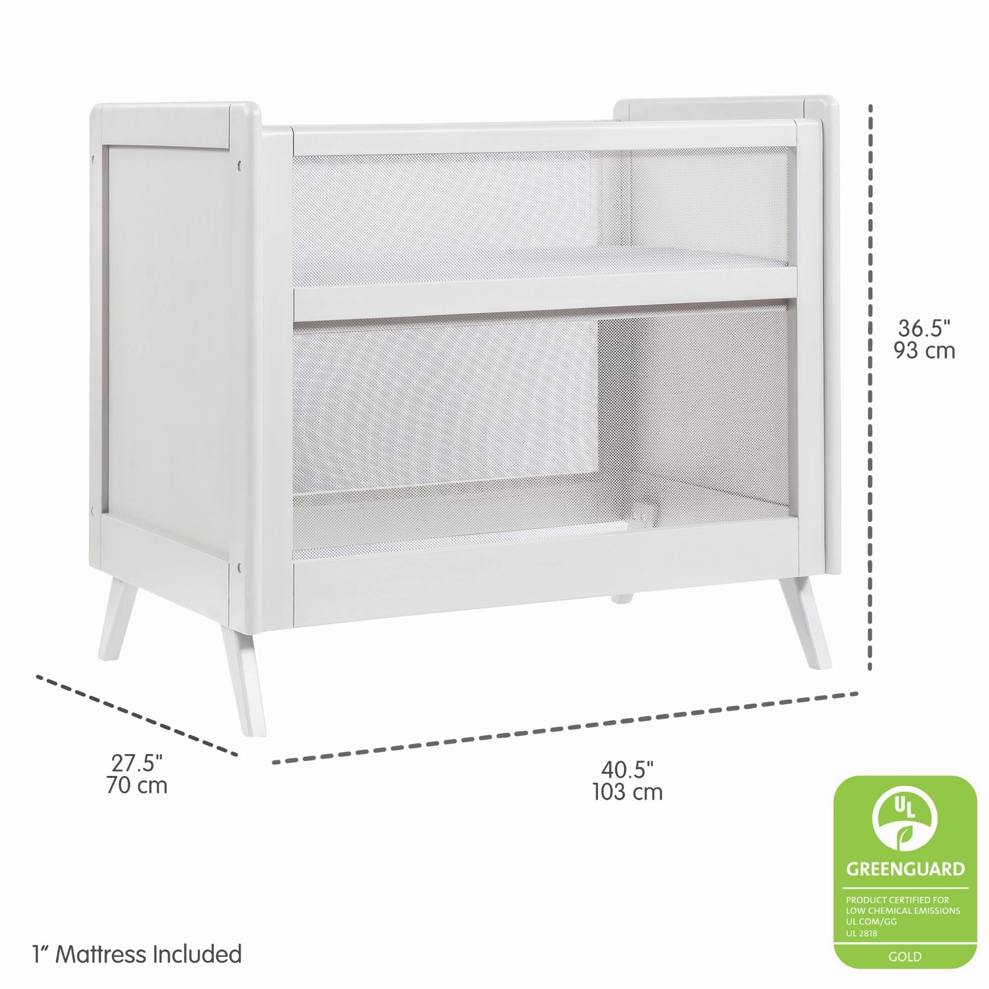 Breathable™ Mesh 2-in-1 Mini Crib — White — Greenguard Gold Certified