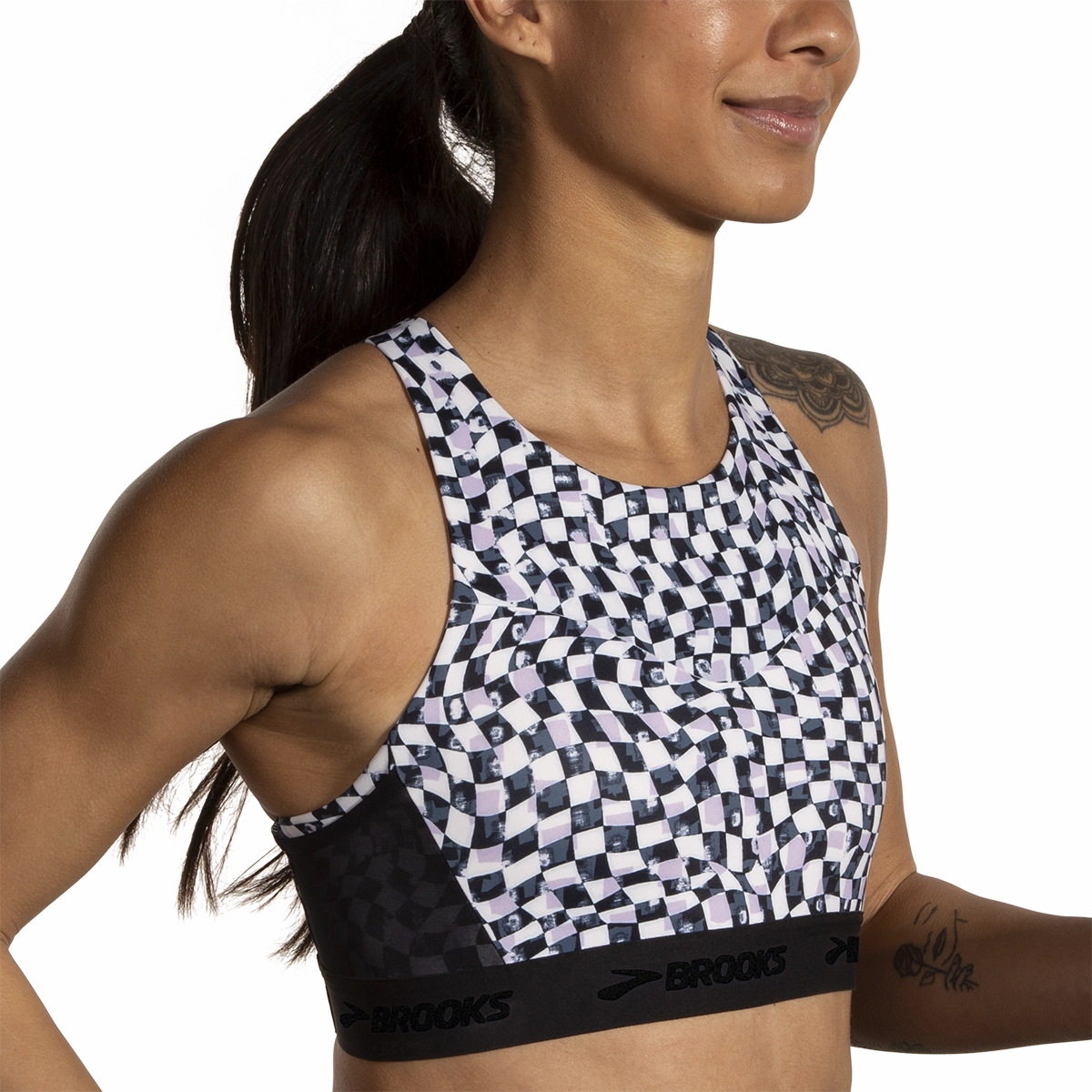 Brooks Drive 3 Pocket Run Bra - Speed Check B/W