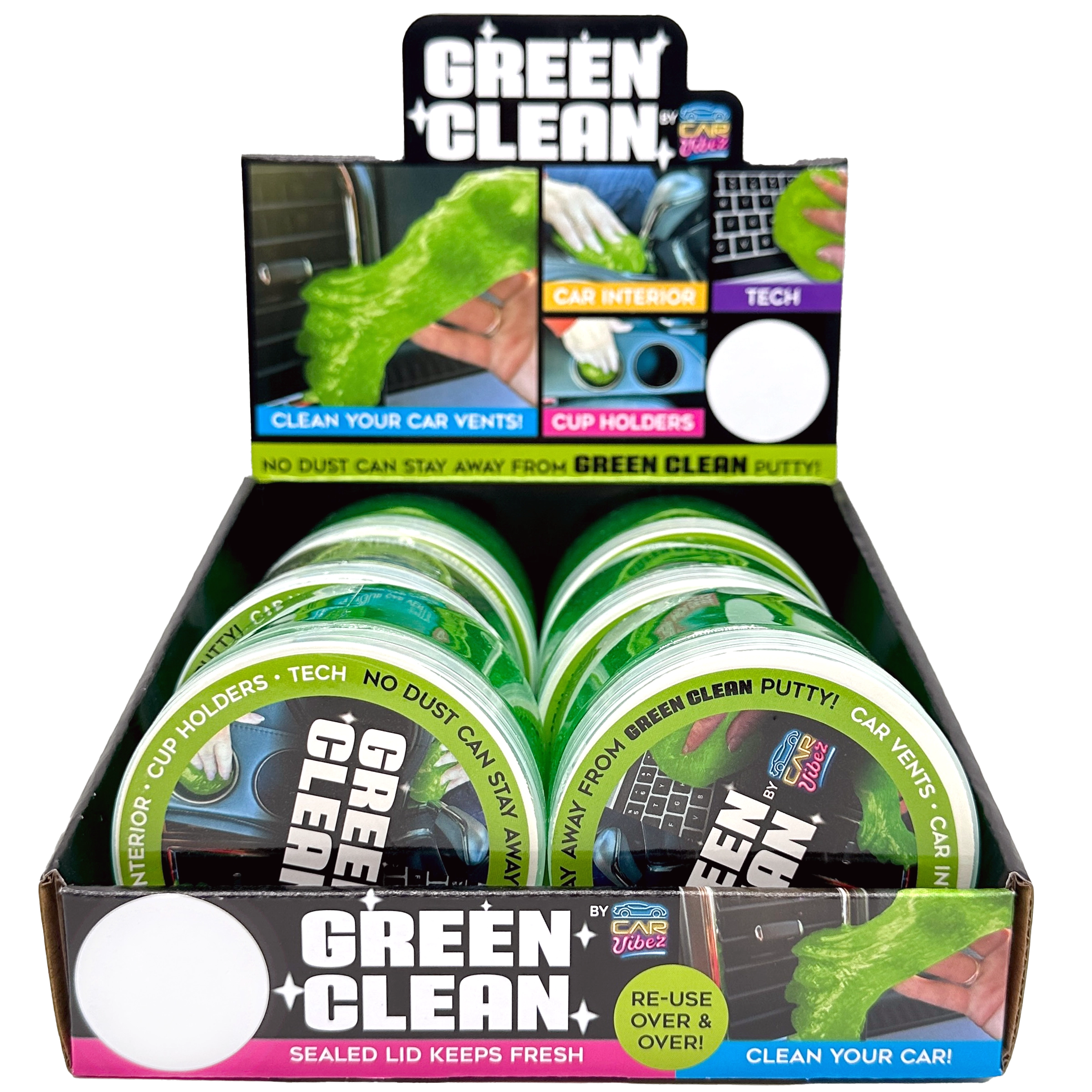 Car Putty Green Clean Car and Technology Slime - 6 Pieces Per Retail Ready Display 23718