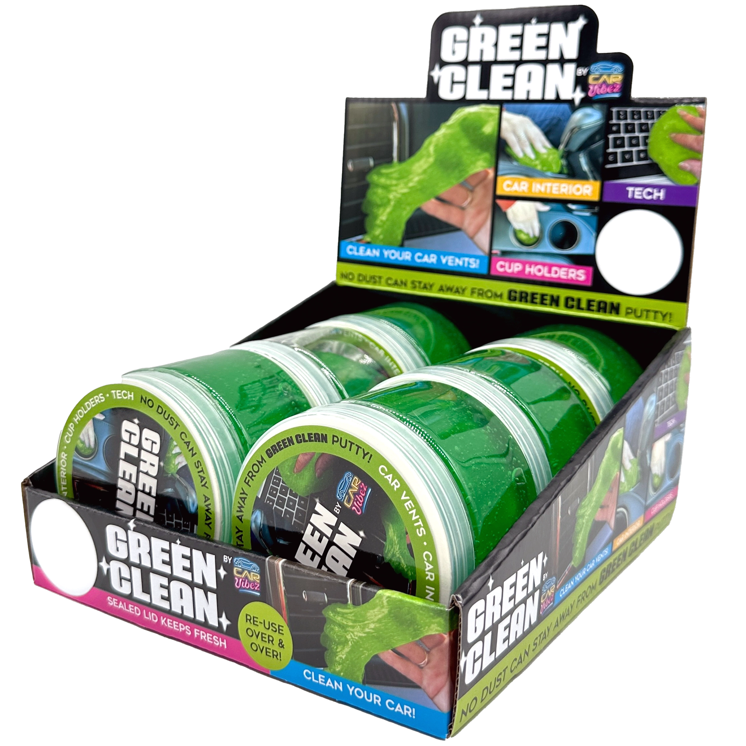 Car Putty Green Clean Car and Technology Slime - 6 Pieces Per Retail Ready Display 23718