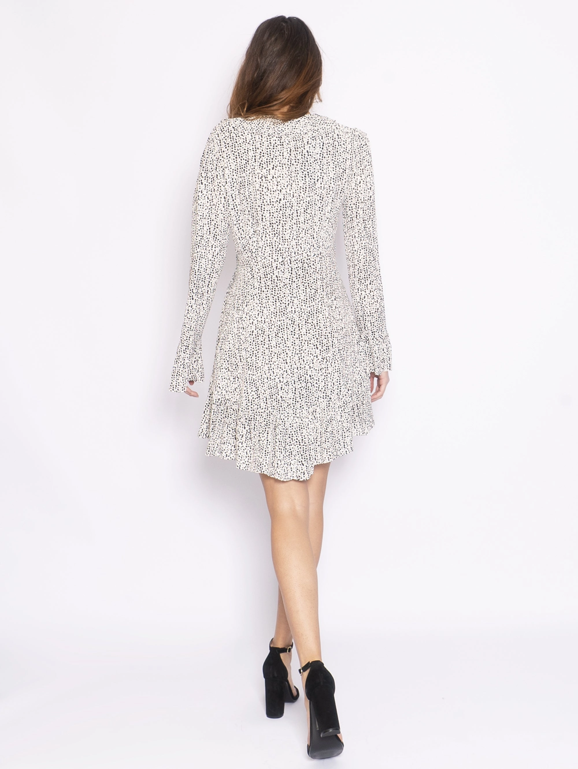 Crepe de Chine Dress - White / Black