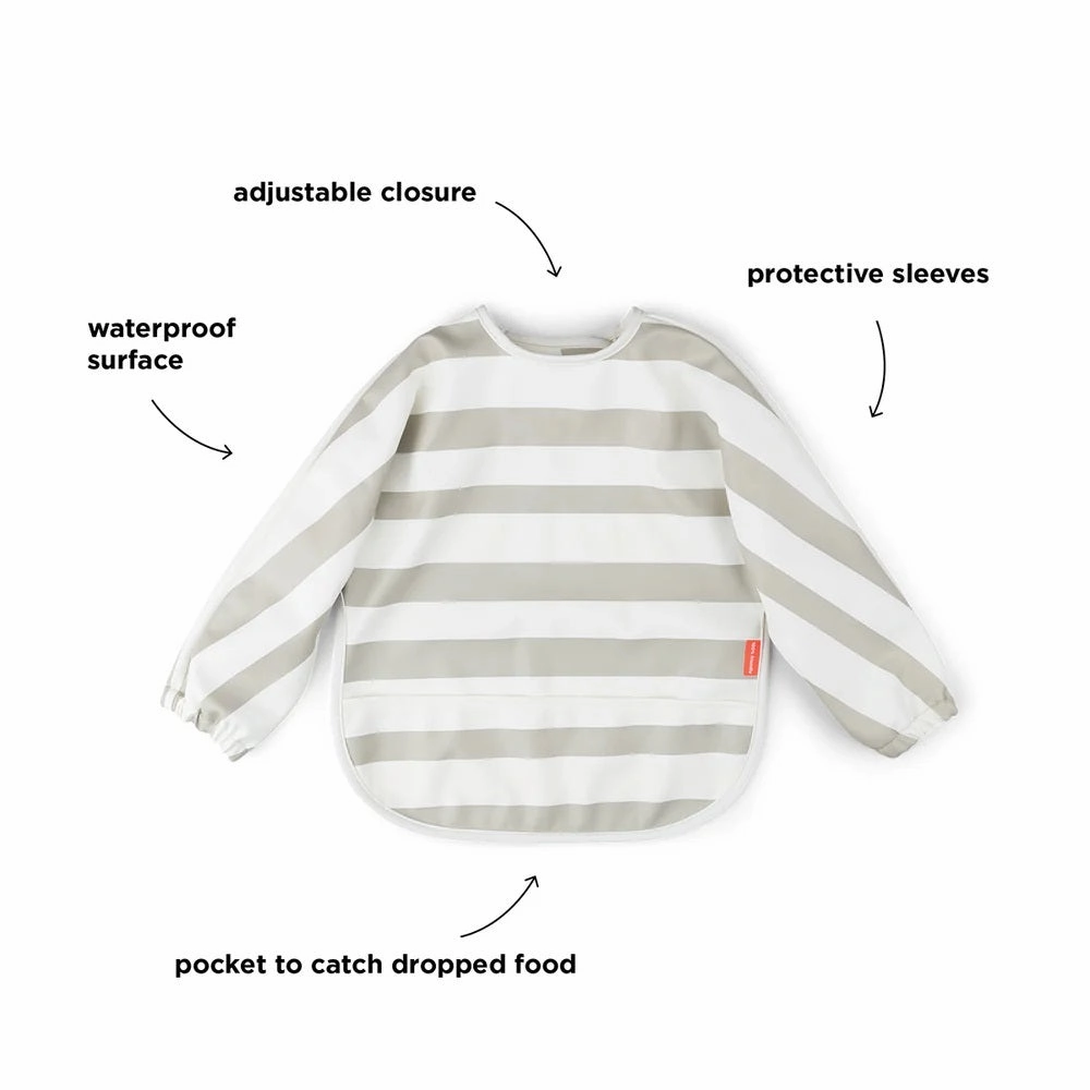 Done By Deer Sleeved Pocket Bib Stripes Sand