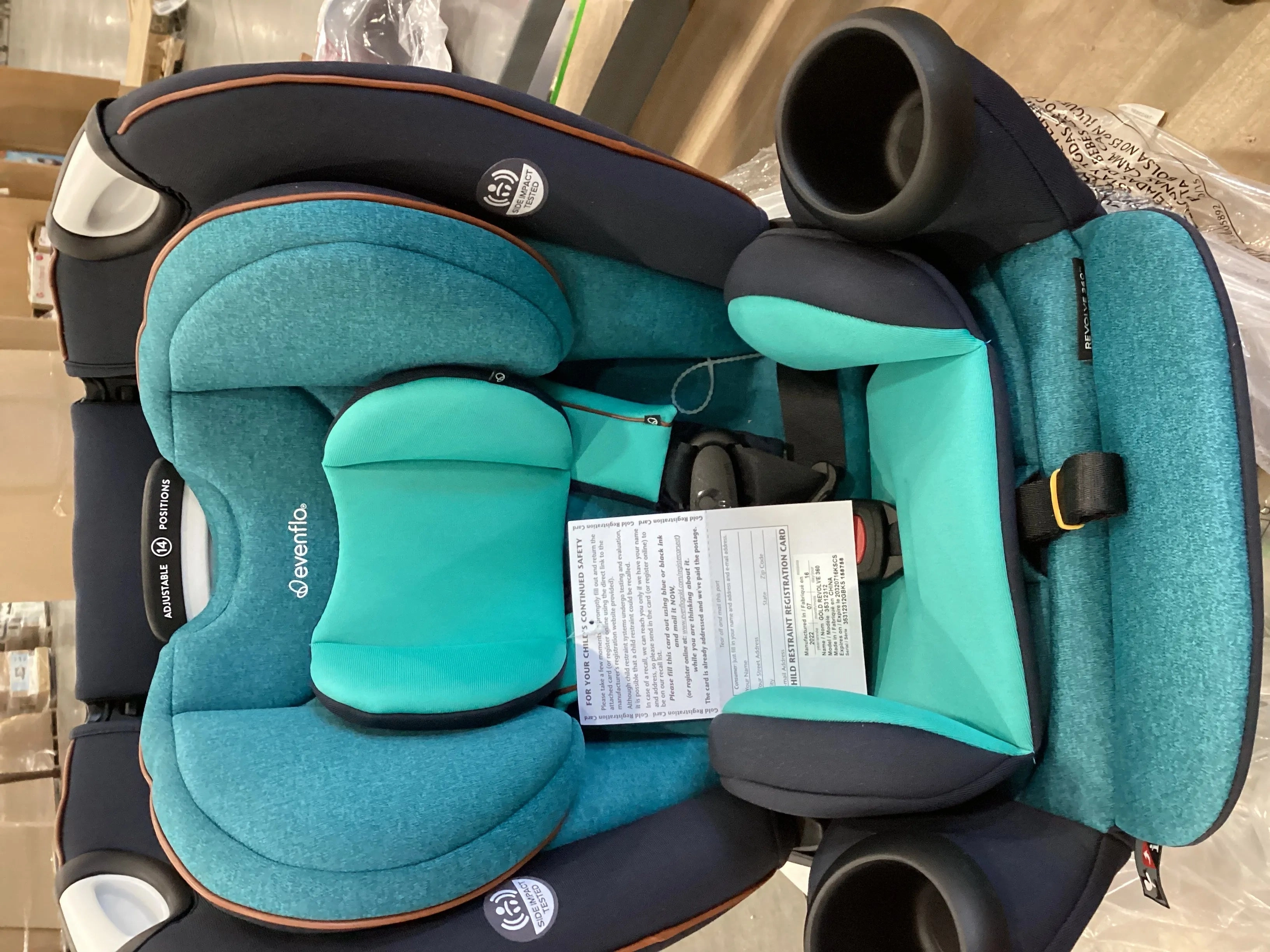 Evenflo Gold Revolve 360 Extend All-in-One Rotating Convertible Car Seat with SensorSafe- Sapphire Blue