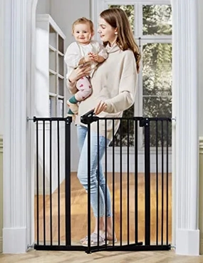 Extra Tall Baby Gate for Stairs and Doorways, 29”to 39.6“ Adjustable Width with 36”Height, Black