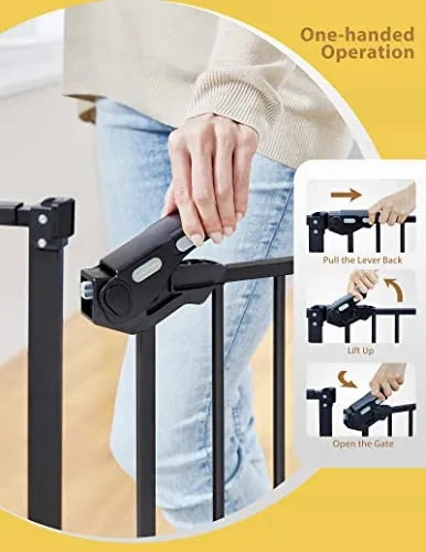 Extra Tall Baby Gate for Stairs and Doorways, 29”to 39.6“ Adjustable Width with 36”Height, Black