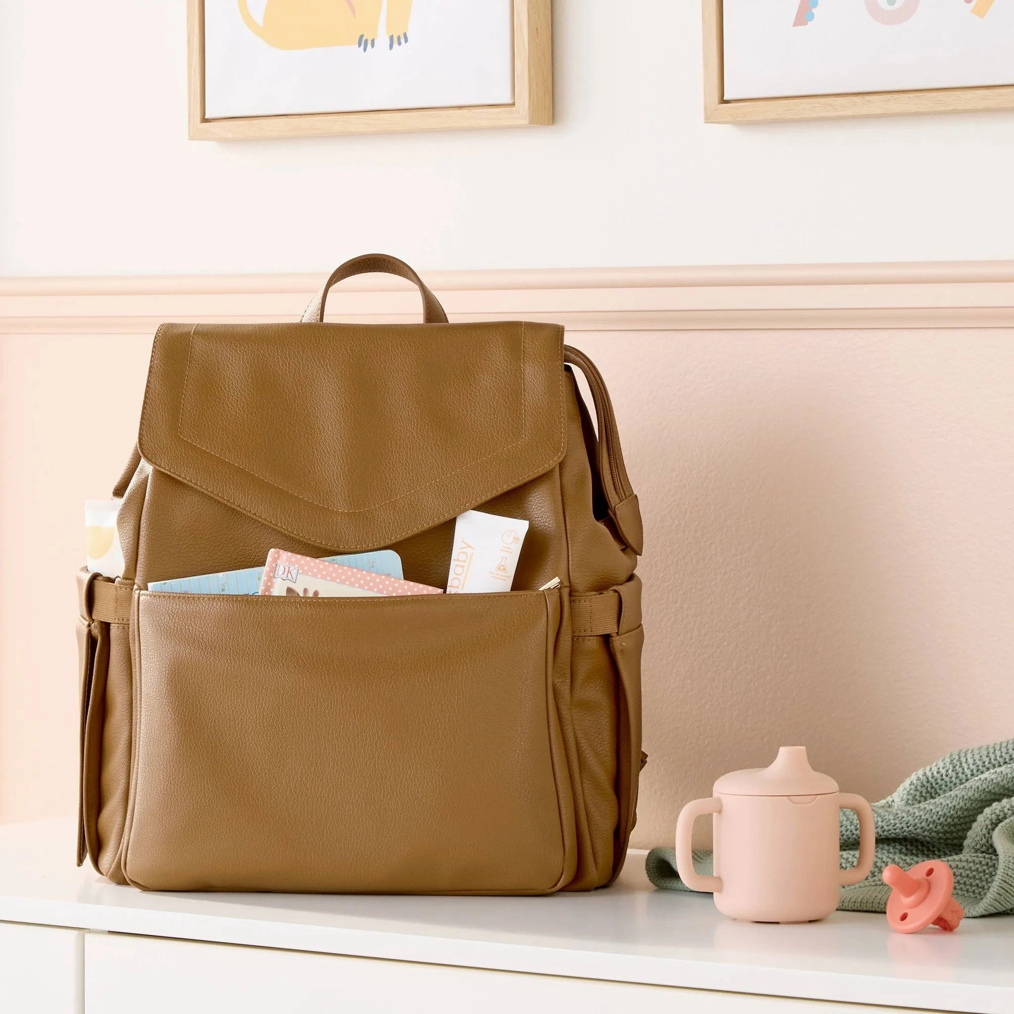 Flap Top Diaper Backpack - Cognac - ™