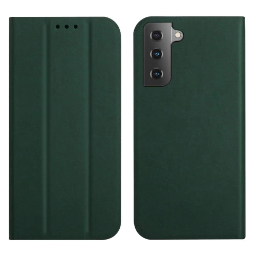 For Samsung Galaxy S21  5G 3-Folding Ultrathin Skin Feel Magnetic Solid Color Horizontal Flip