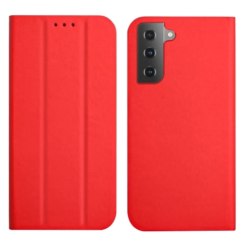 For Samsung Galaxy S21  5G 3-Folding Ultrathin Skin Feel Magnetic Solid Color Horizontal Flip