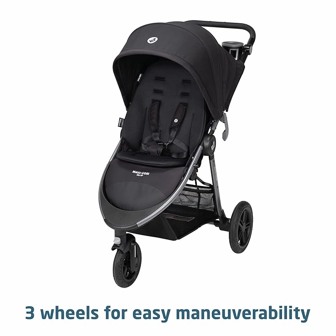 Gia XP Luxe 3-Wheel Travel System - Midnight Black