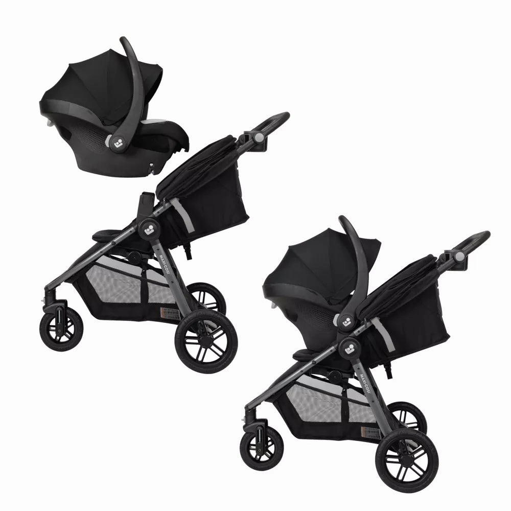 Gia XP Luxe 3-Wheel Travel System - Midnight Black