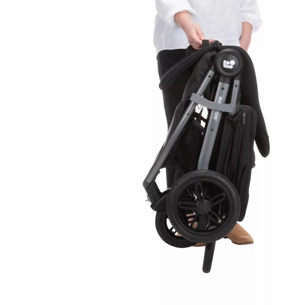 Gia XP Luxe 3-Wheel Travel System - Midnight Black