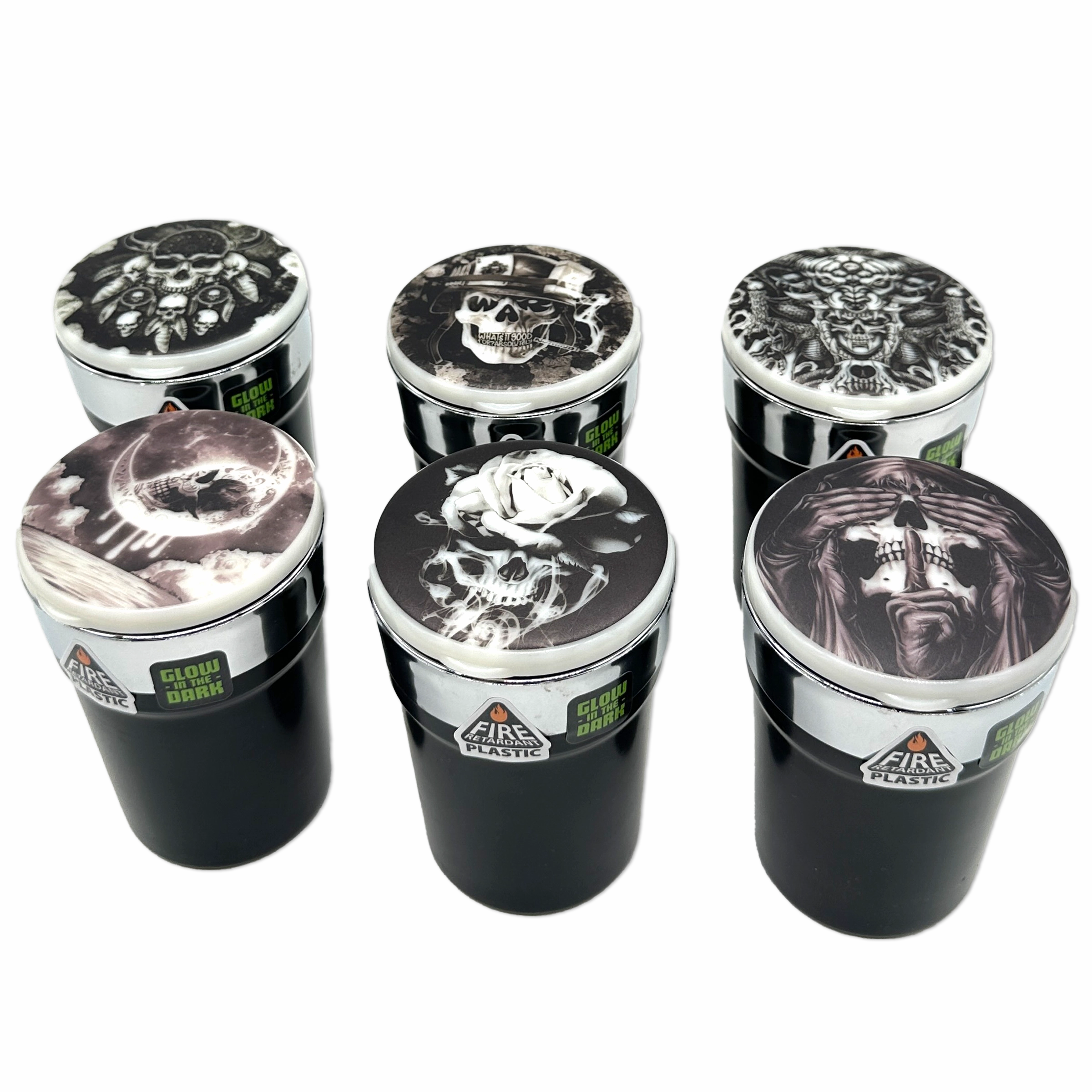 Glow In The Dark Lid Butt Bucket Ashtray with LED Light - 6 Per Retail Ready Wholesale Display 23543
