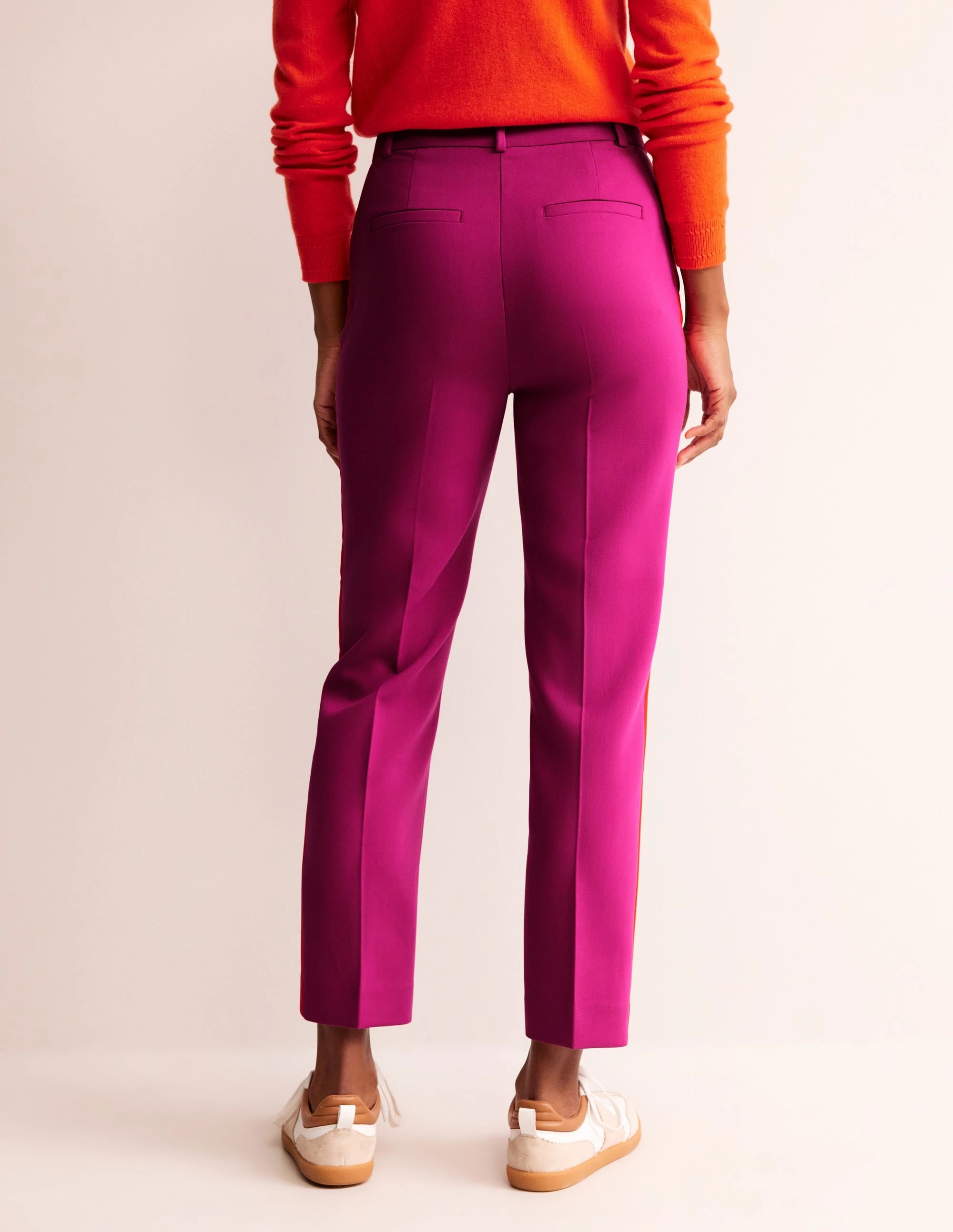 Kew Side Stripe Trousers-Rose Violet, Red Stripe