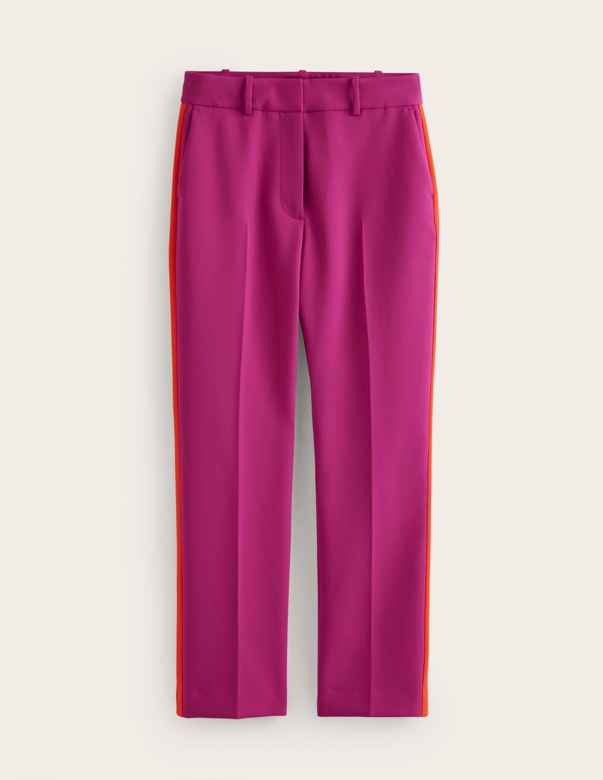 Kew Side Stripe Trousers-Rose Violet, Red Stripe