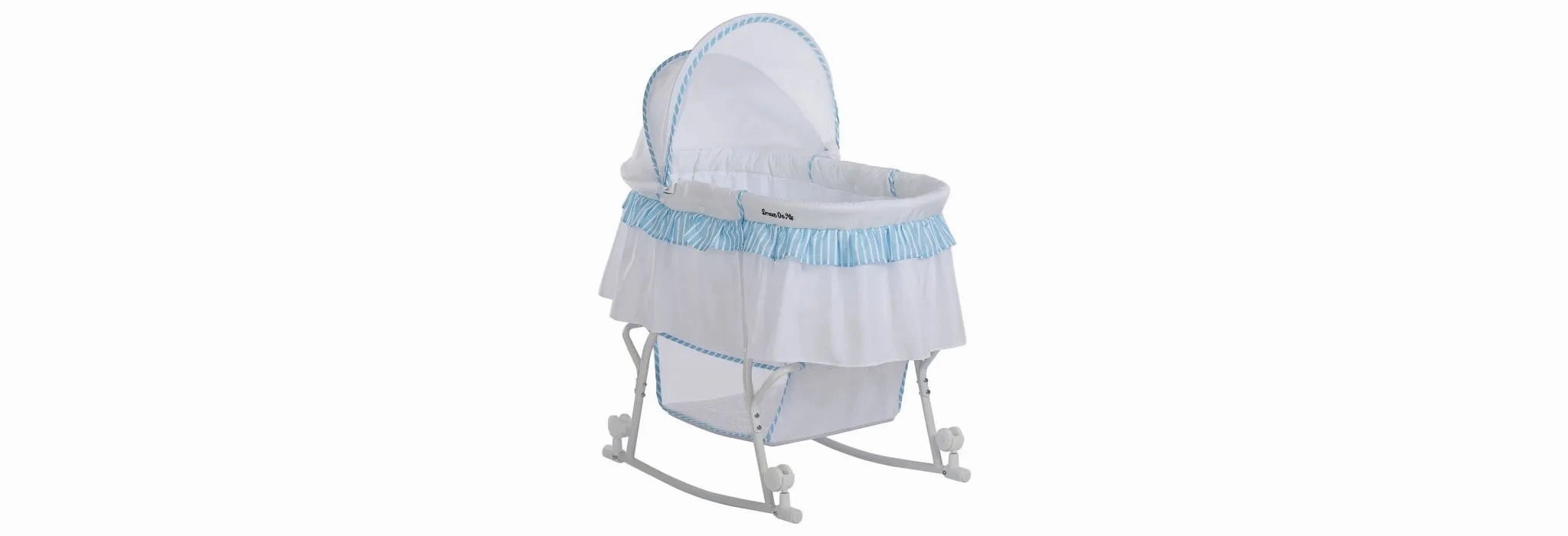 Lacy Portable 2-in-1 Bassinet & Cradle in Blue and White