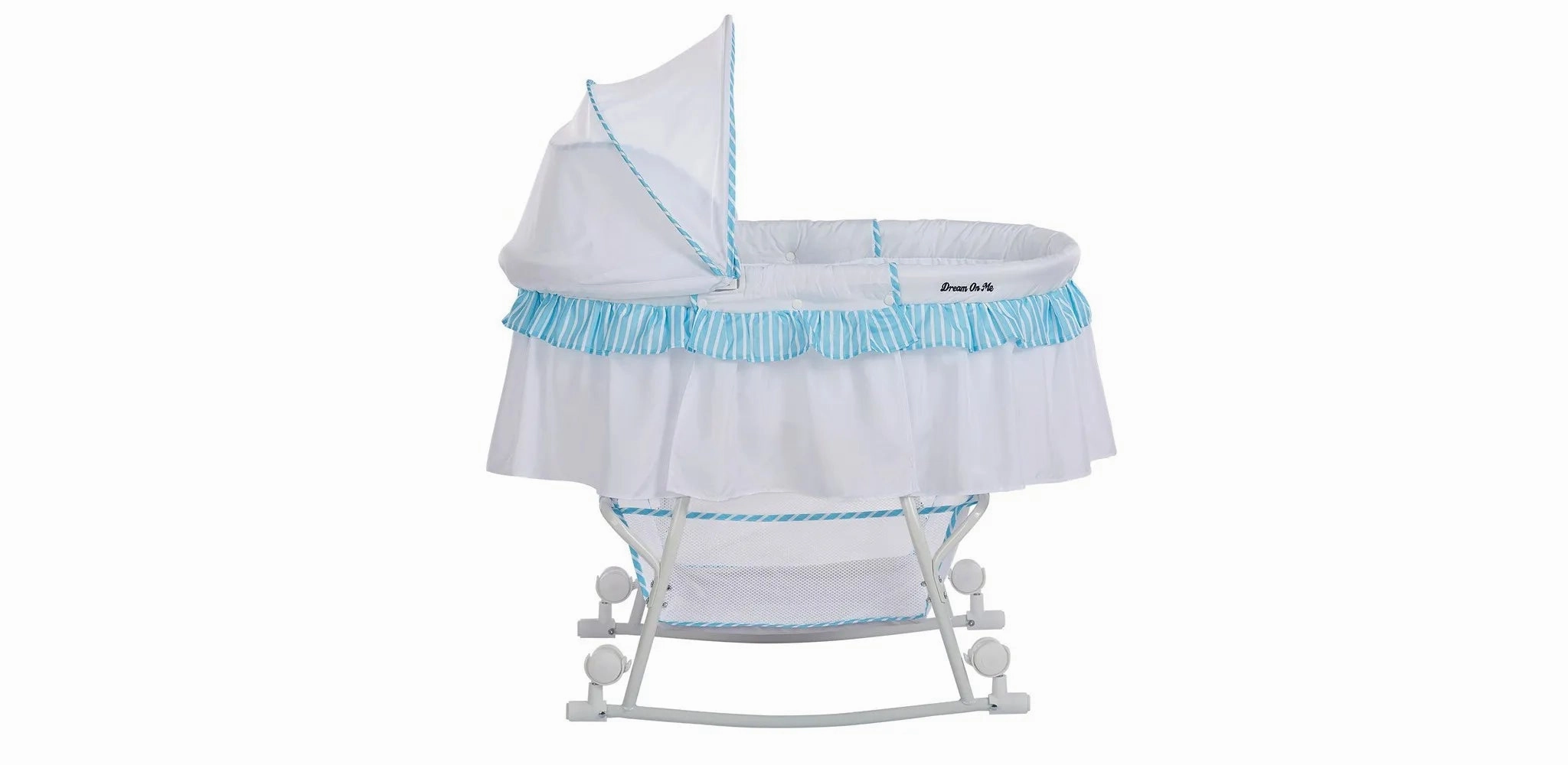 Lacy Portable 2-in-1 Bassinet & Cradle in Blue and White