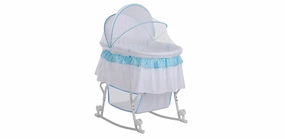 Lacy Portable 2-in-1 Bassinet & Cradle in Blue and White