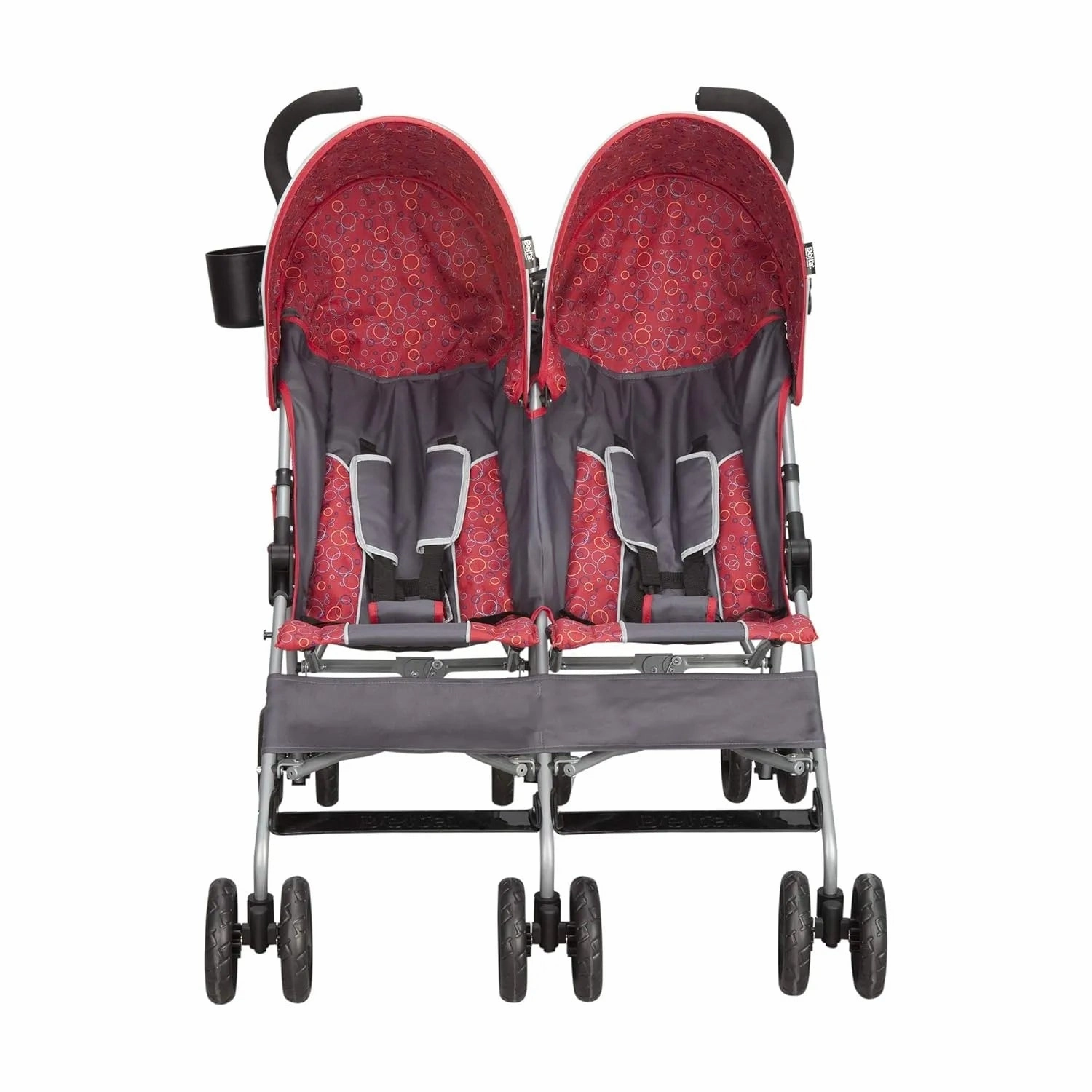 LX Side by Side Stroller - with Recline, Storage & Compact Fold, Red & Grey