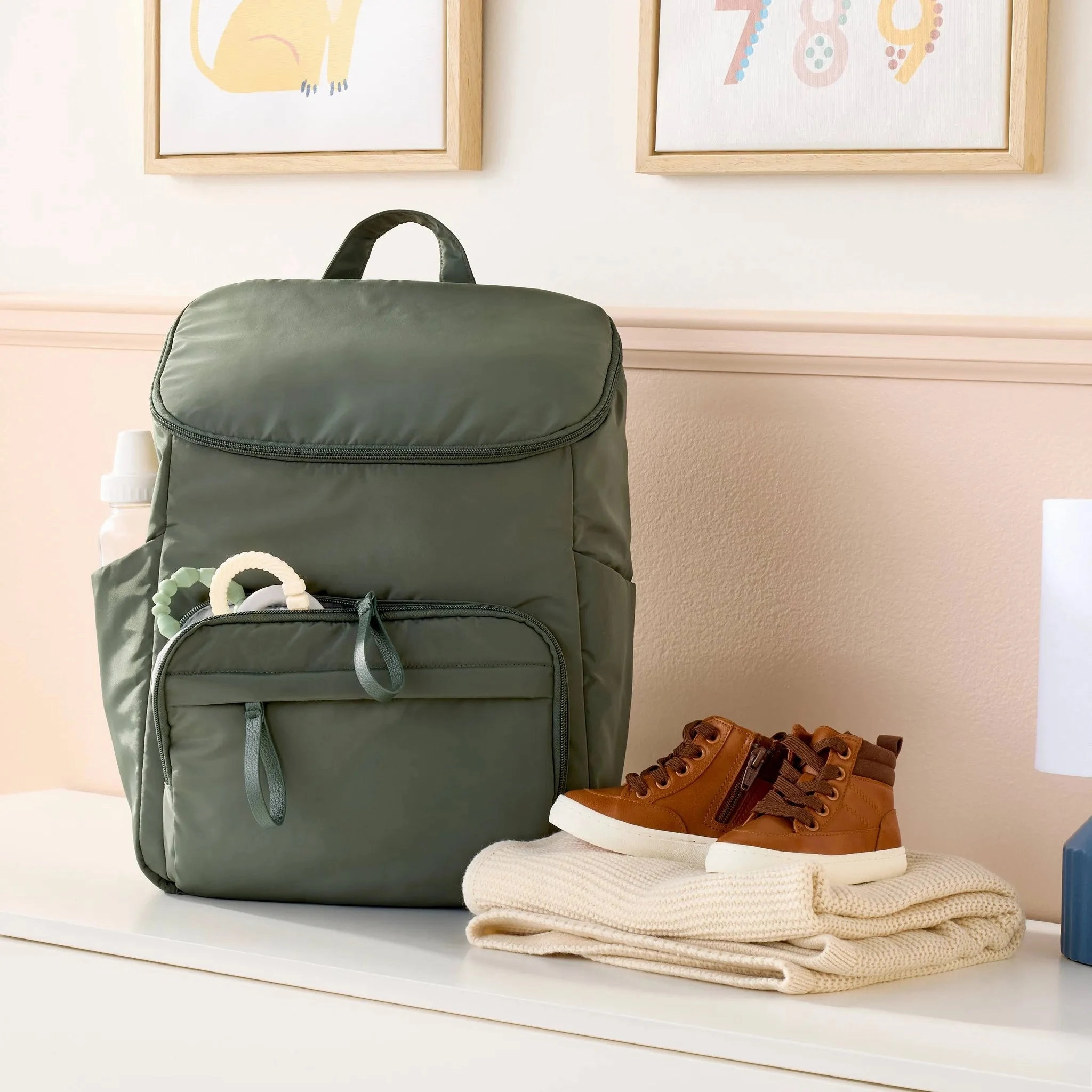 Open-Top Diaper Backpack - Green