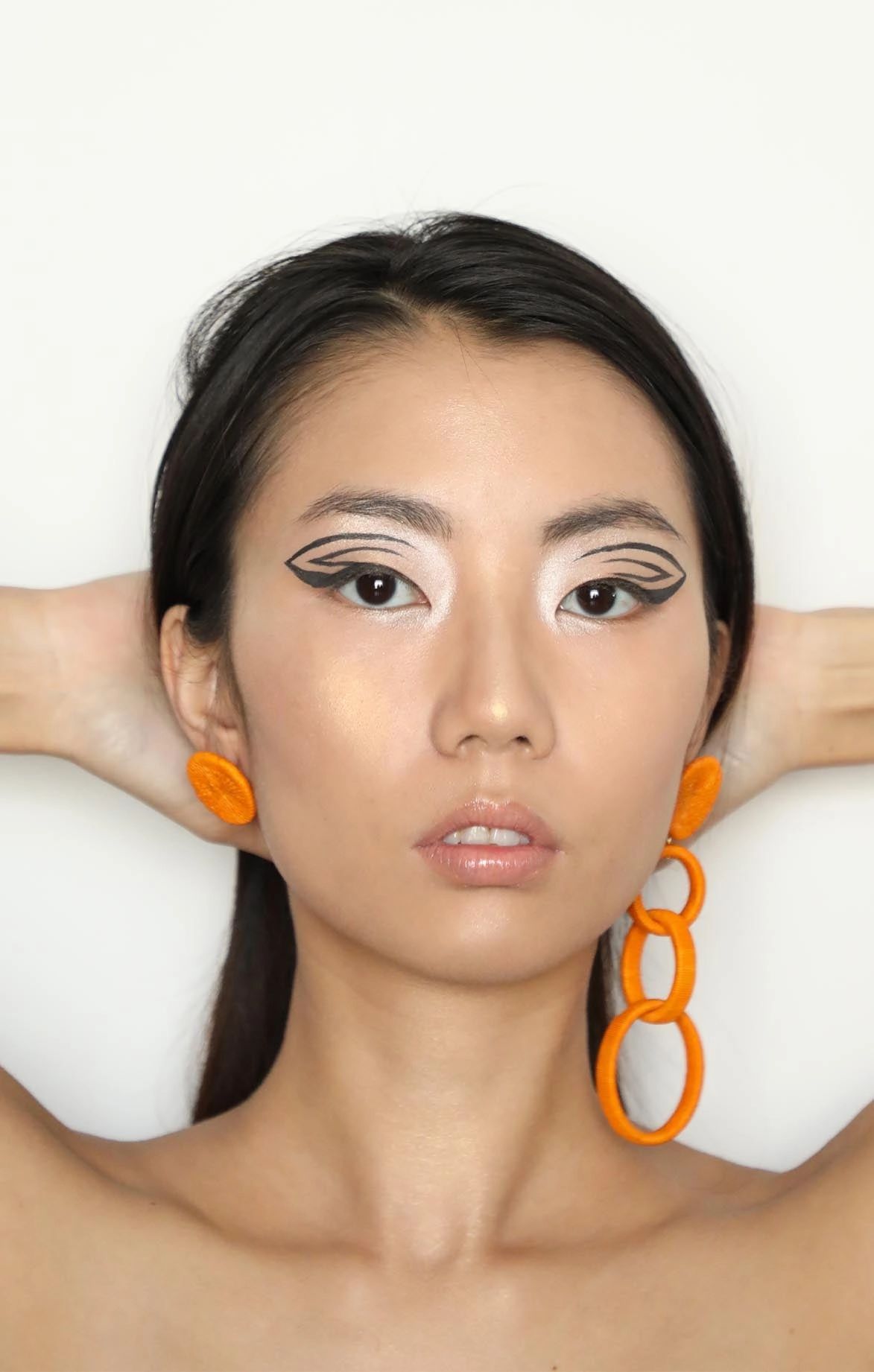 Orange Triple Artisan Hoops