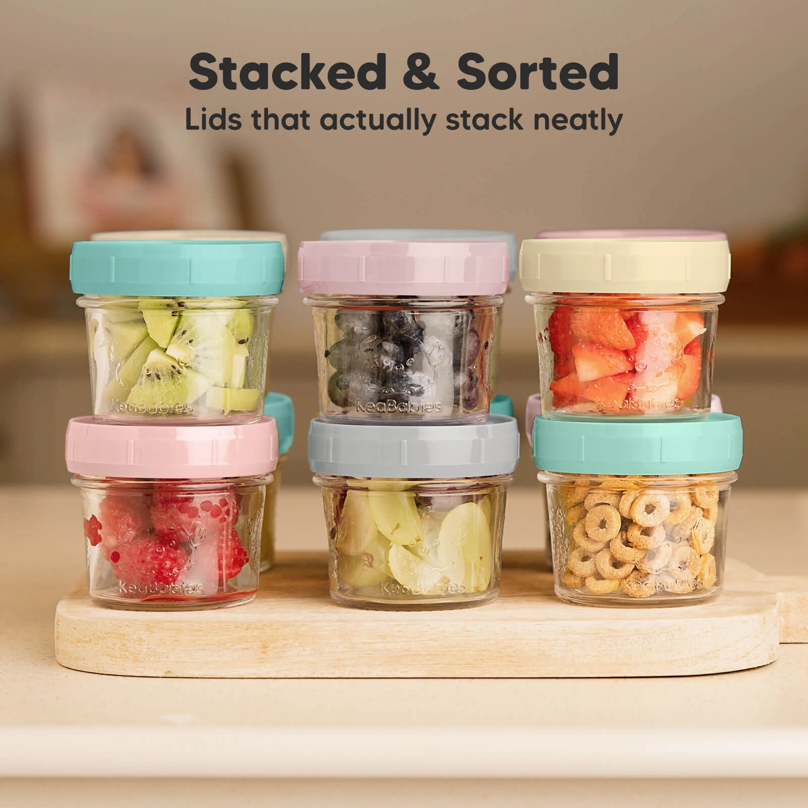 Prep Jars Baby Food Storage Glass Container (Pastels)
