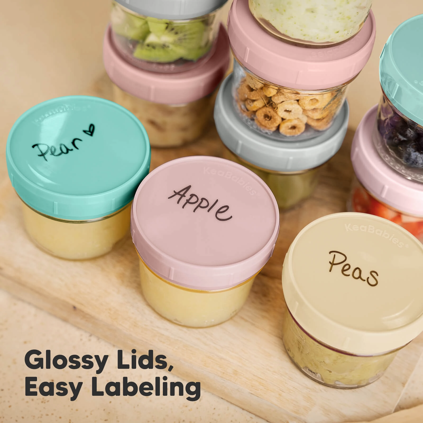 Prep Jars Baby Food Storage Glass Container (Pastels)