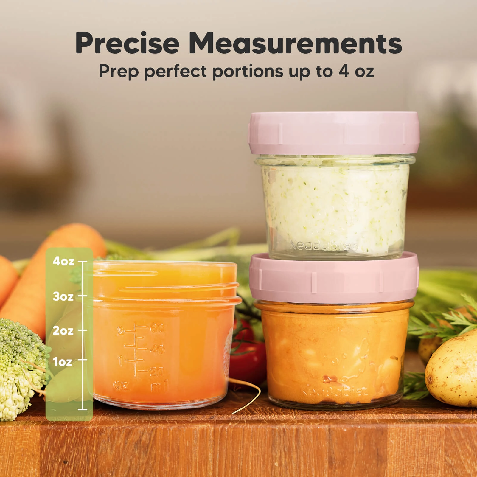 Prep Jars Baby Food Storage Glass Container (Pastels)