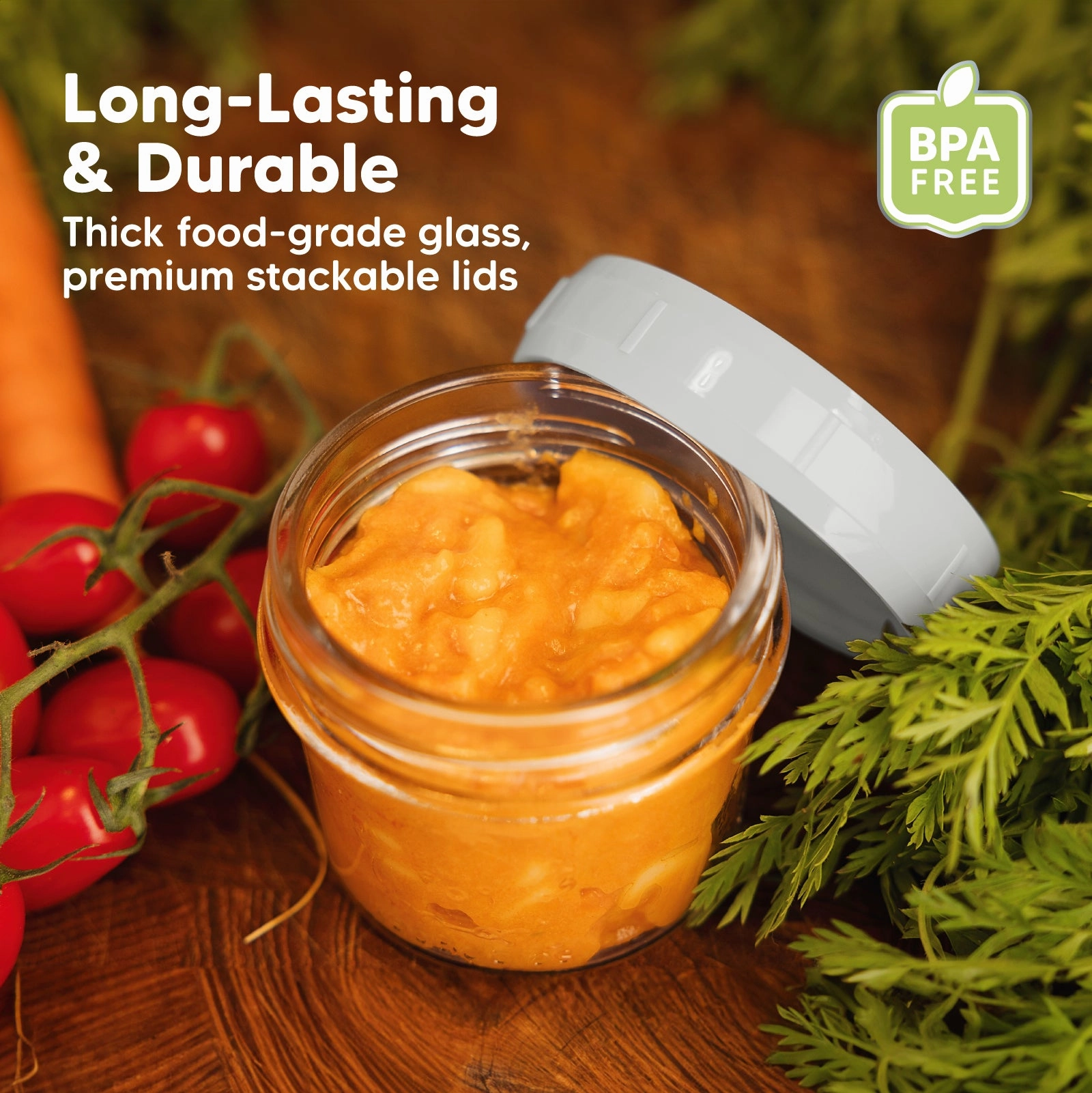 Prep Jars Baby Food Storage Glass Container (Slate)