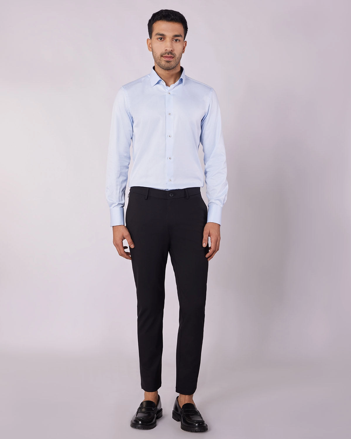 Tailored 4-Way Stretch Nylon Smart Pants - Black