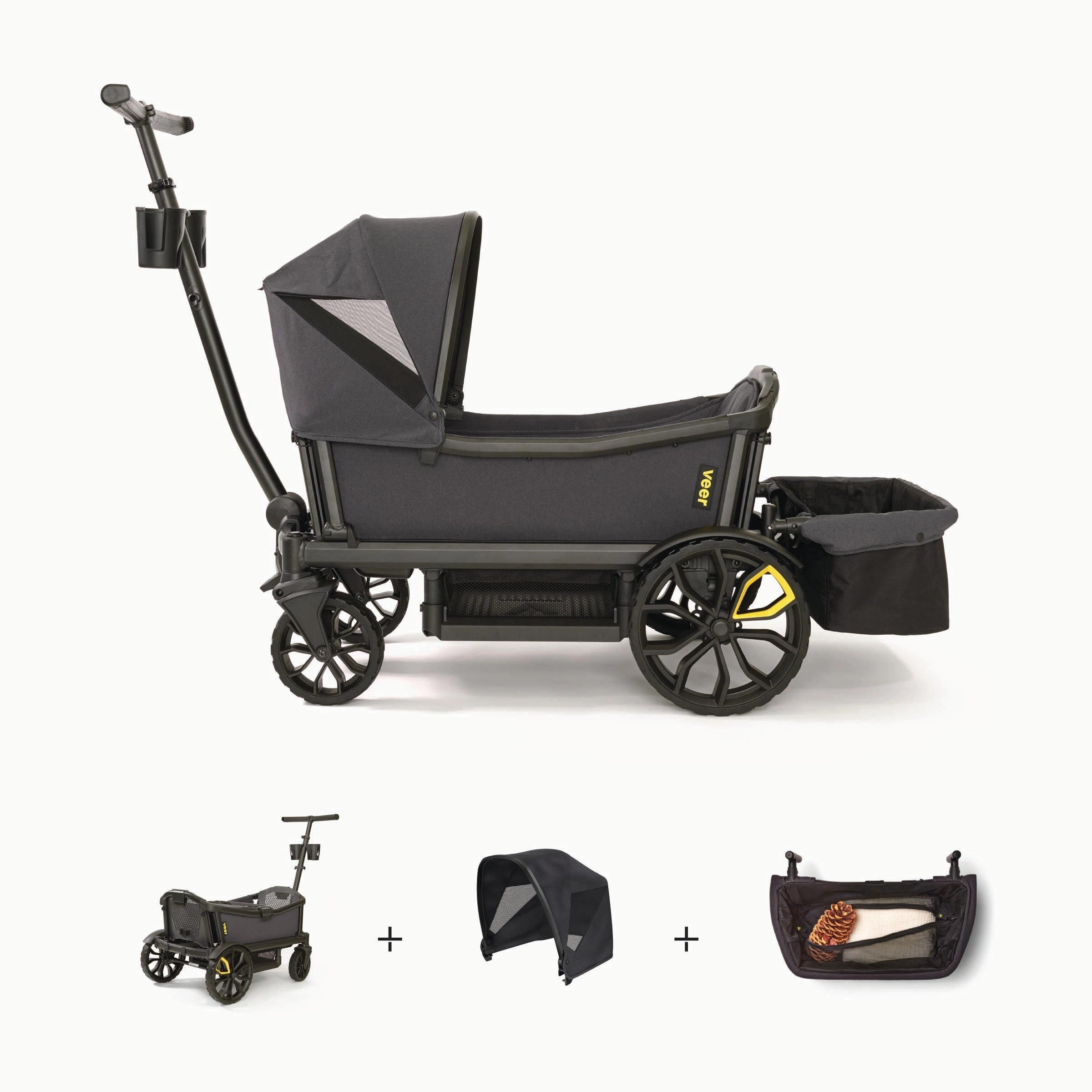 Veer Cruiser XL Essentials Bundle - Cruiser XL / XL Foldable Storage Basket / XL Retractable Canopy