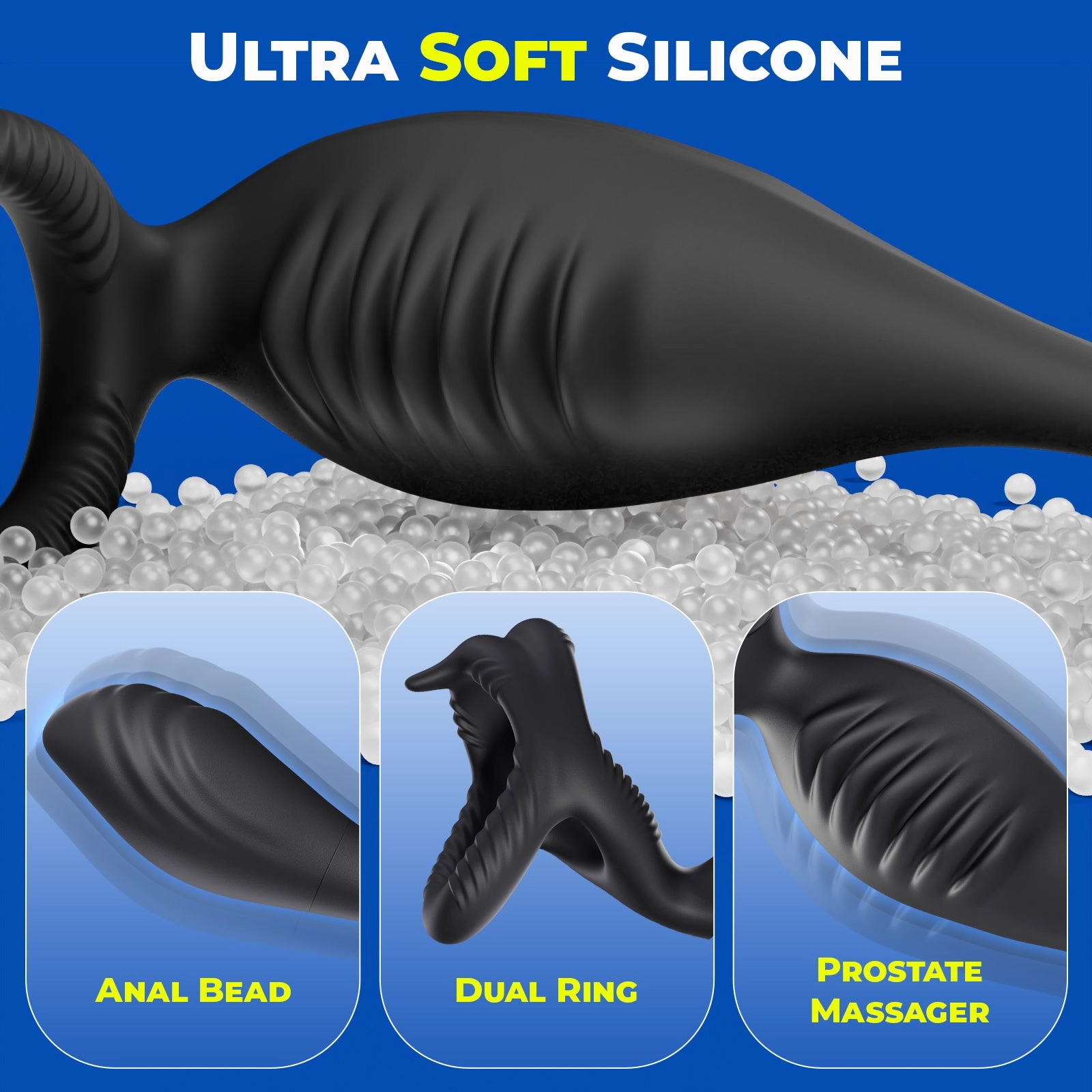 Vibrating Penis Ring Vibrator,7 Vibration Male Sex Toys for Men Anal Vibrator with Bullet,