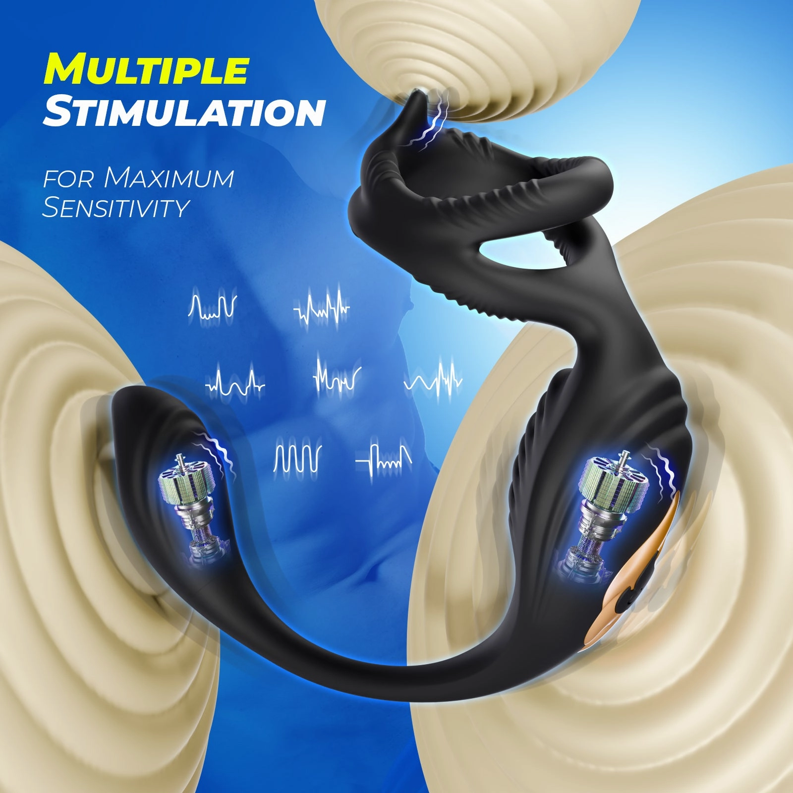 Vibrating Penis Ring Vibrator,7 Vibration Male Sex Toys for Men Anal Vibrator with Bullet,
