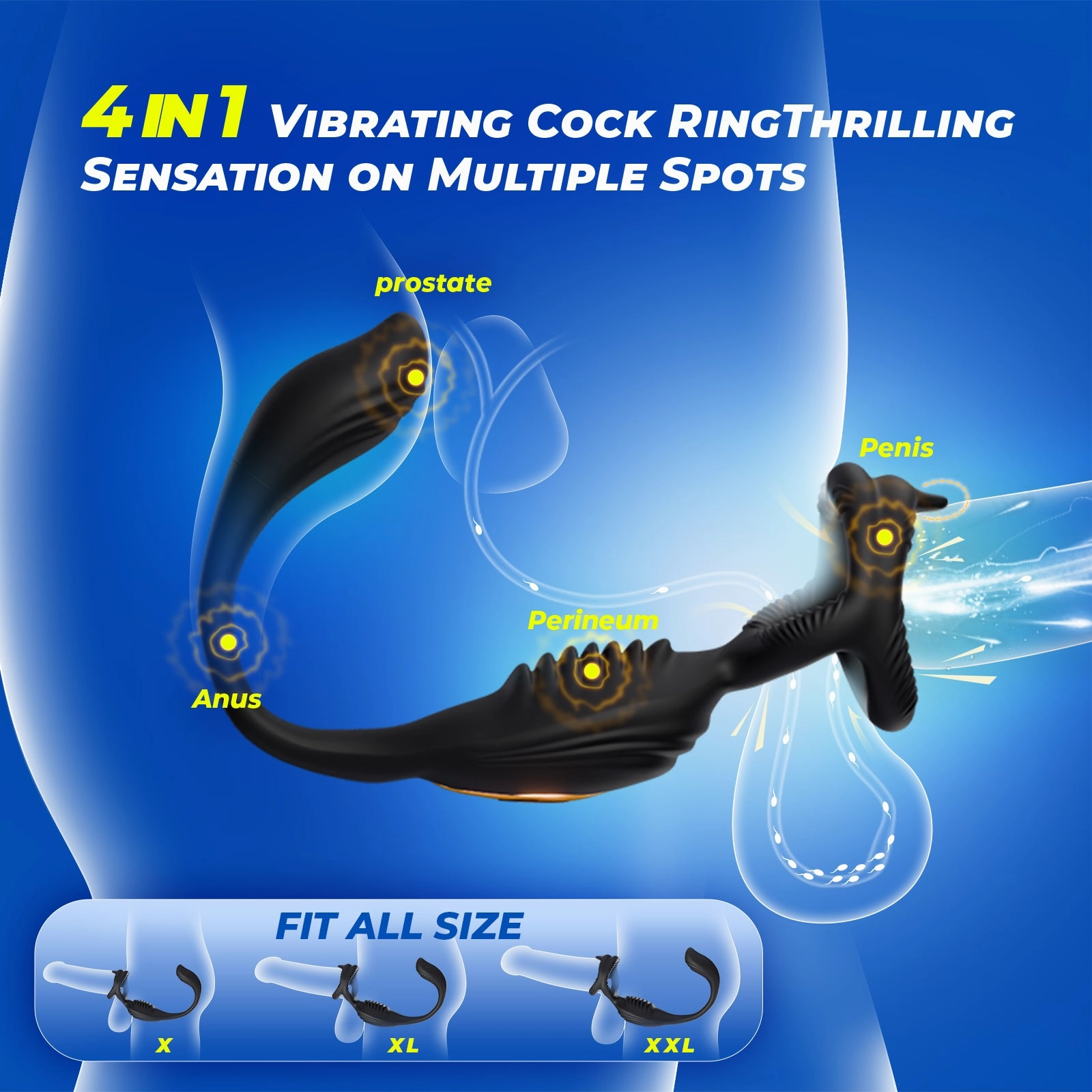 Vibrating Penis Ring Vibrator,7 Vibration Male Sex Toys for Men Anal Vibrator with Bullet,