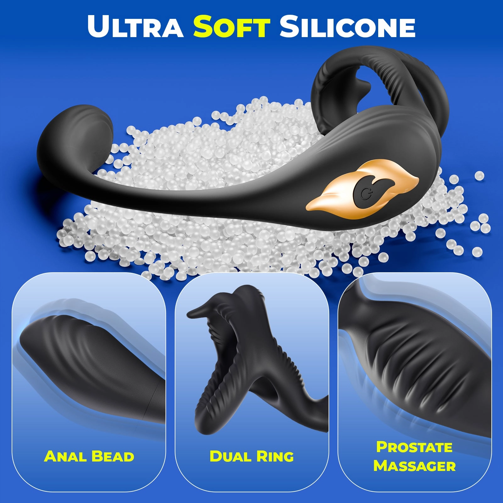 Vibrating Penis Ring Vibrator,7 Vibration Male Sex Toys for Men Anal Vibrator with Bullet,